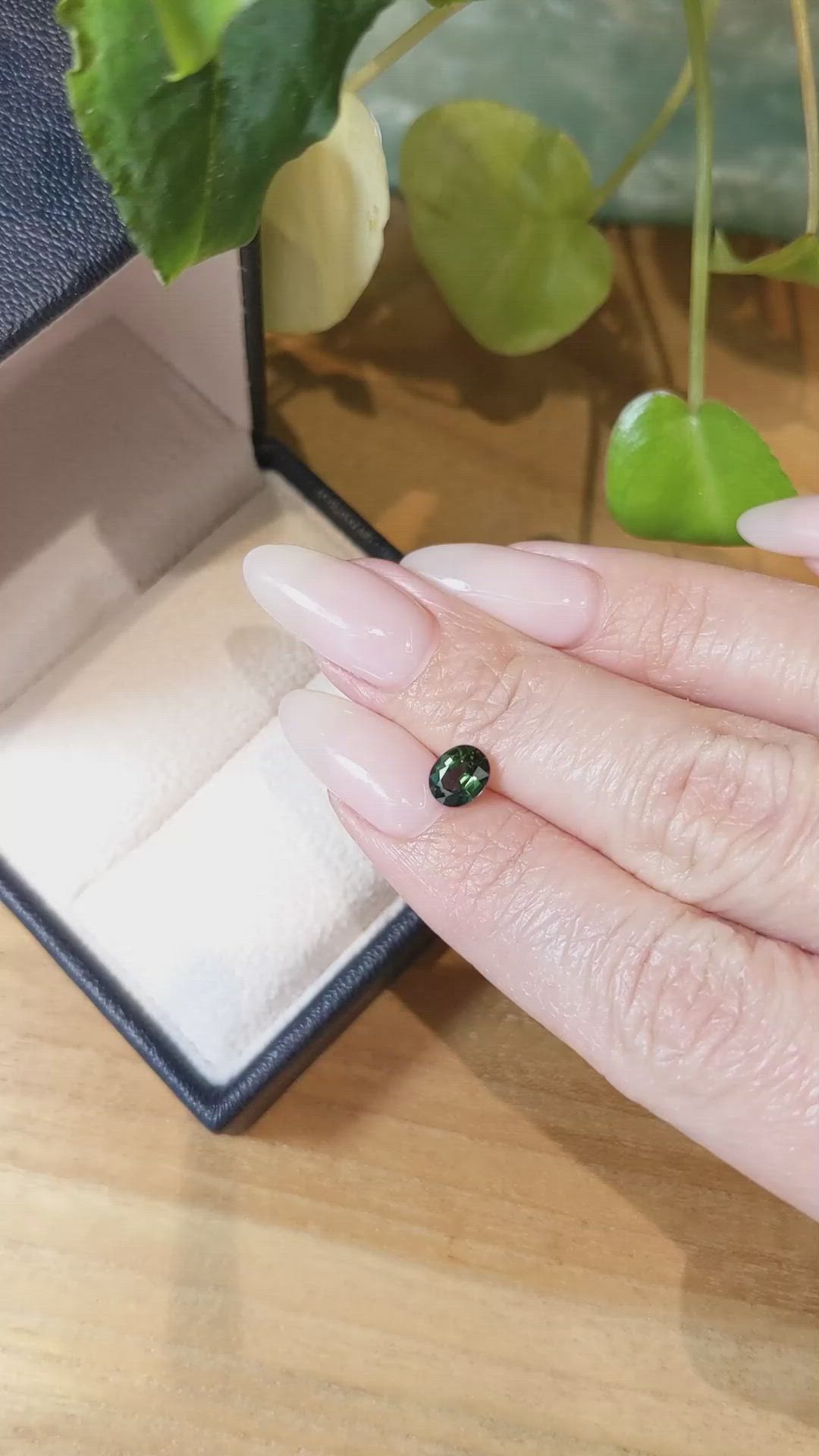 0.91 Ct. Bluish Green Sapphire from Thailand Size Video