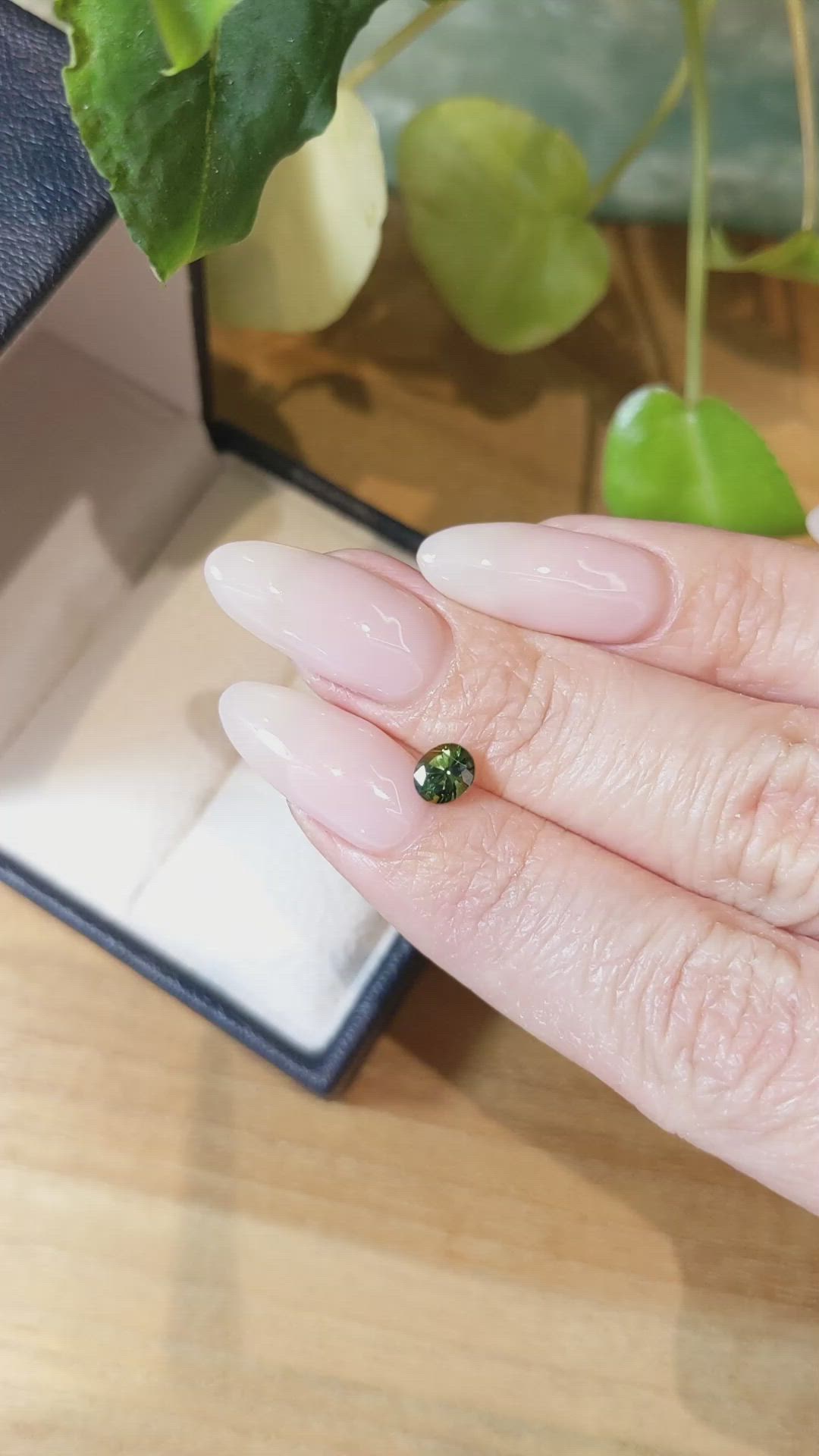 0.63 Ct. Green Sapphire from Thailand Size Video