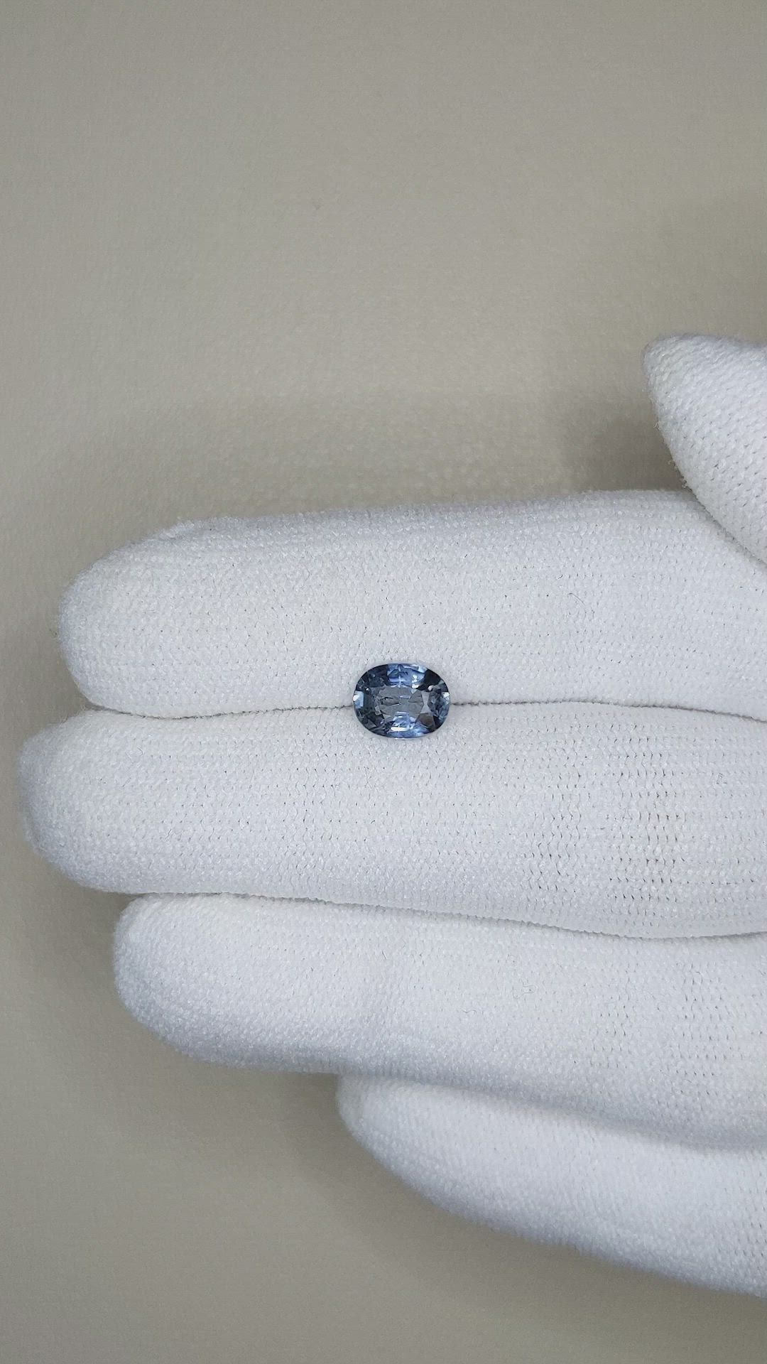 1.12 Ct. Greyish Blue Sapphire from Ceylon (Sri Lanka) Size Video