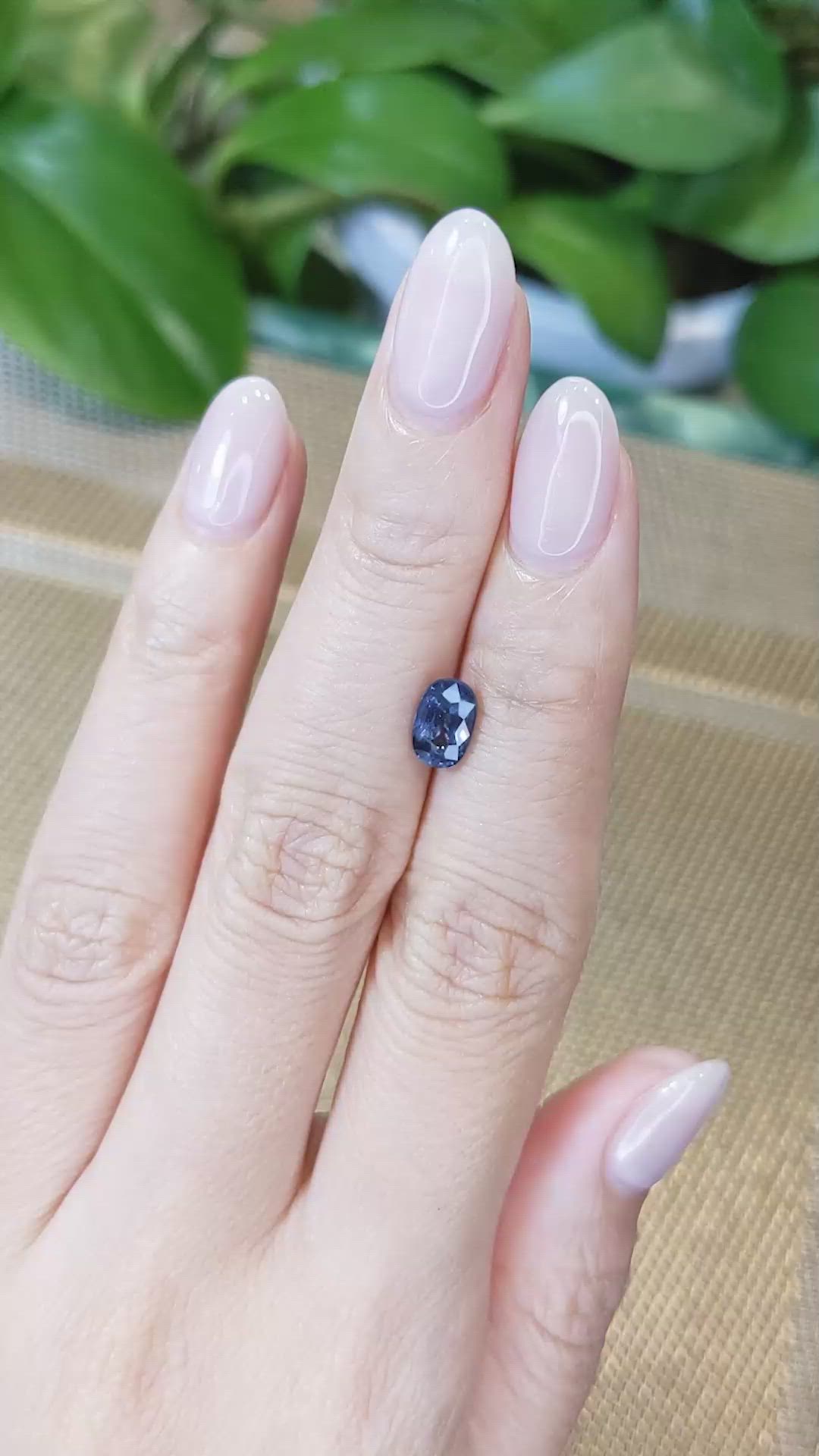 1.61 Ct. Greyish Blue Sapphire from Ceylon (Sri Lanka) Size Video
