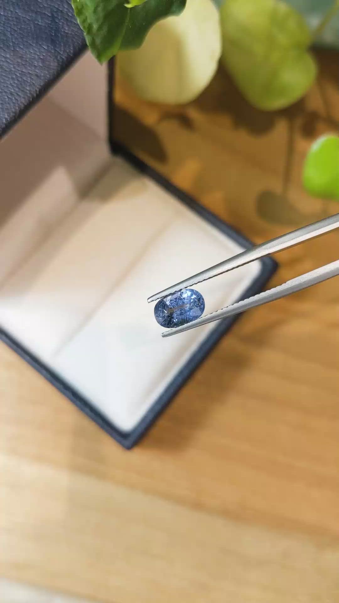 1.75 Ct. Greyish Blue Sapphire from Ceylon (Sri Lanka) Size Video