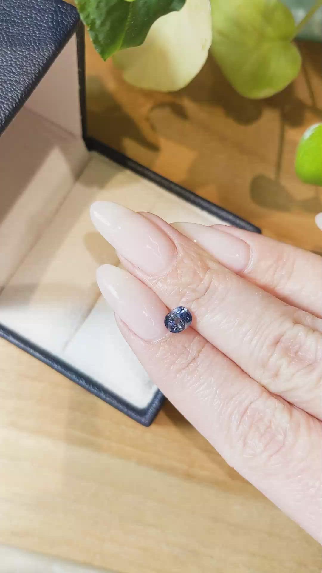 1.07 Ct. Greyish Blue Sapphire from Ceylon (Sri Lanka) Size Video