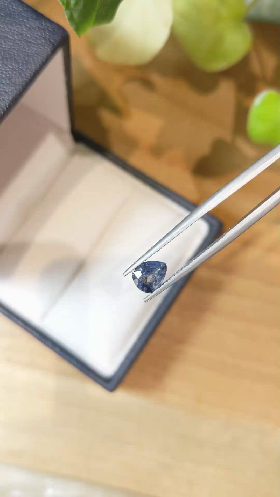 1.30 Ct. Greyish Blue Sapphire from Ceylon (Sri Lanka) Size Video