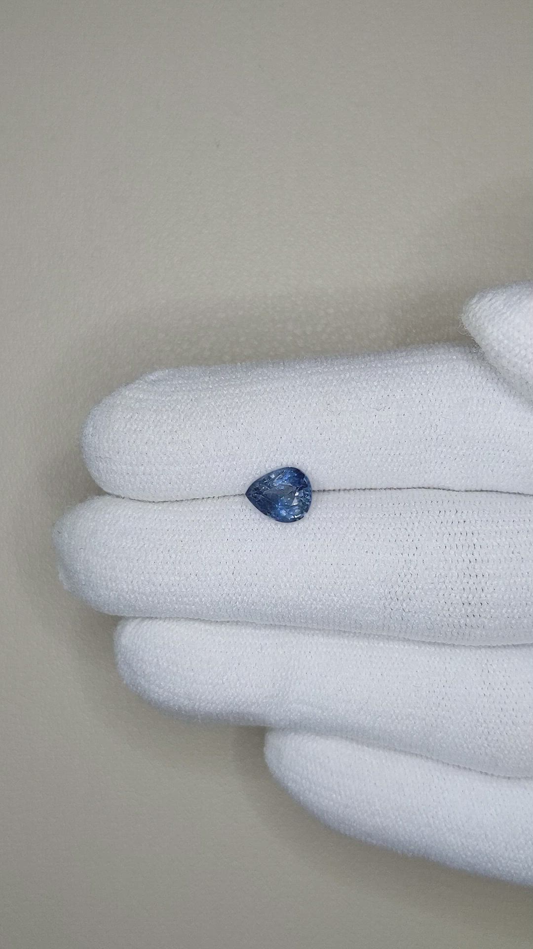 1.30 Ct. Greyish Blue Sapphire from Ceylon (Sri Lanka) Size Video