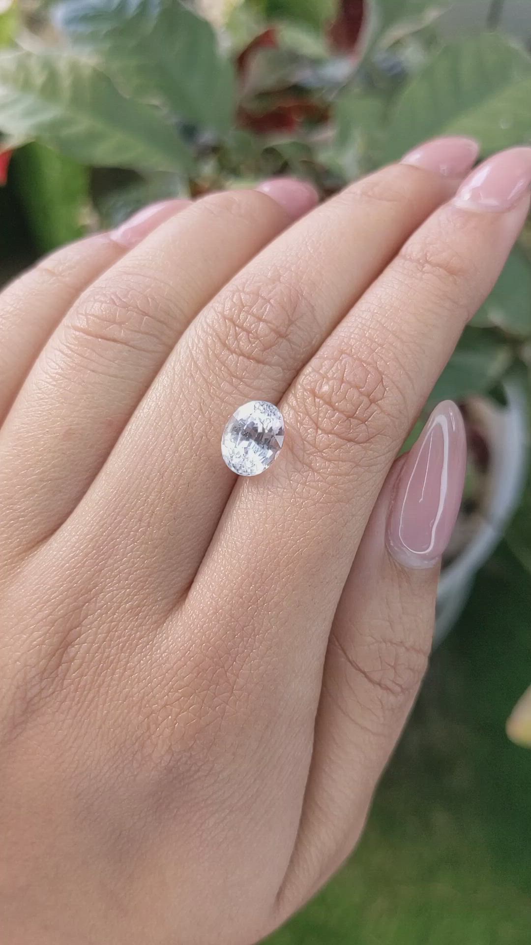 3.35 Ct. White Sapphire from Ceylon (Sri Lanka) Size Video