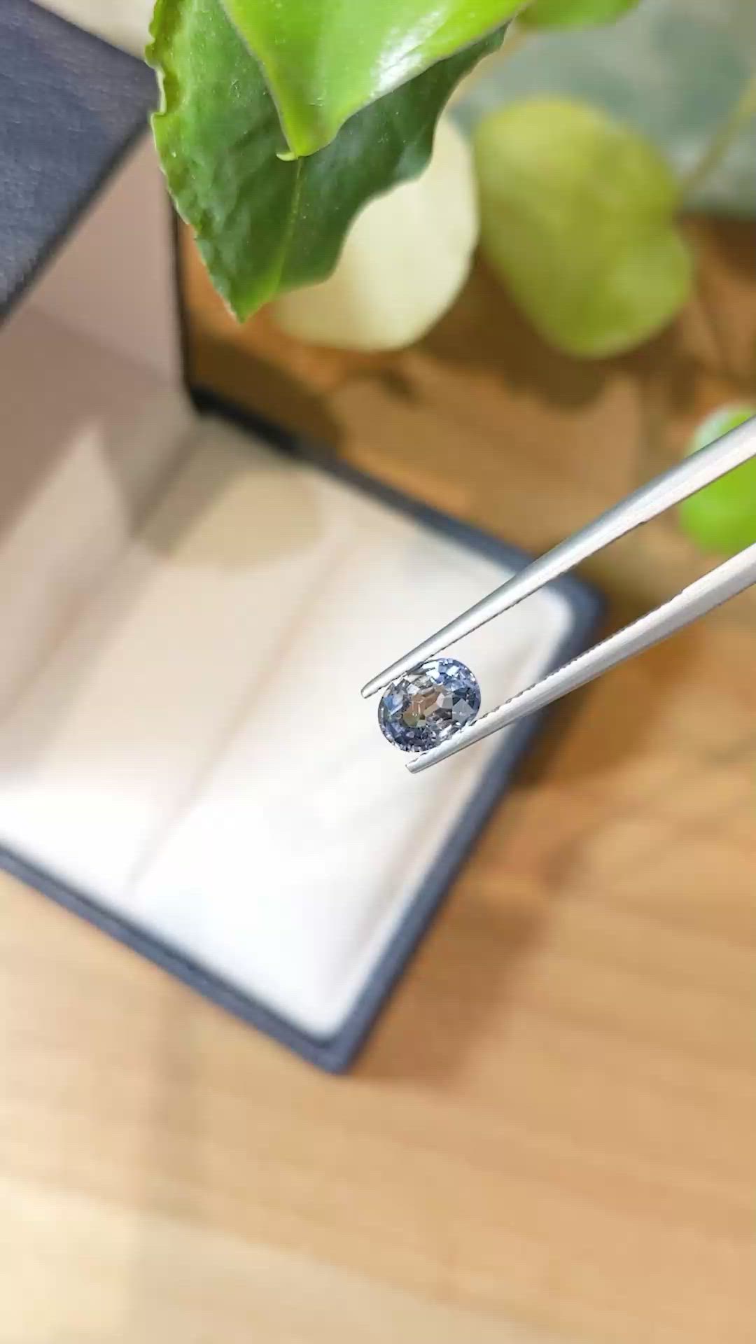 1.12 Ct. Greyish Blue Sapphire from Ceylon (Sri Lanka) Size Video