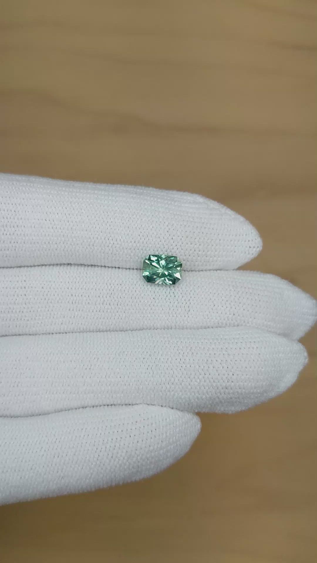 1.72 Ct. Bluish Green Sapphire from Montana Size Video