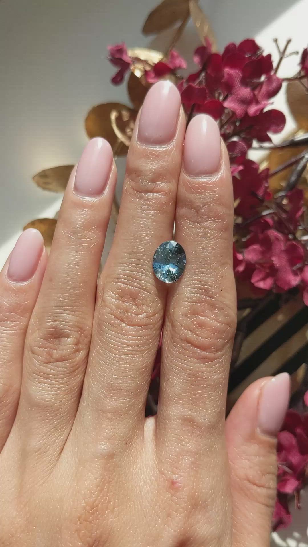 3.05 Ct. Bluish Green Sapphire from Madagascar Size Video