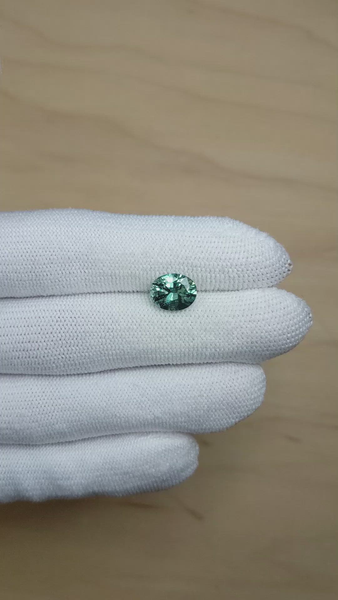 3.05 Ct. Bluish Green Sapphire from Madagascar Size Video