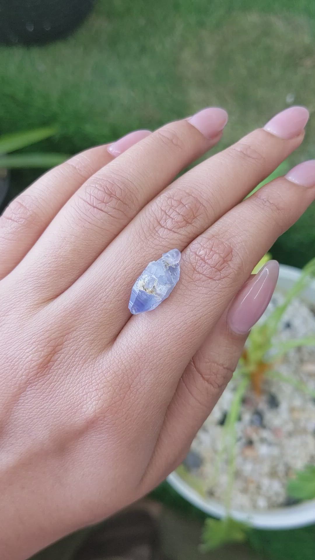 8.58 Ct. Blue Rough Sapphire Crystal from Ceylon (Sri Lanka) Size Video