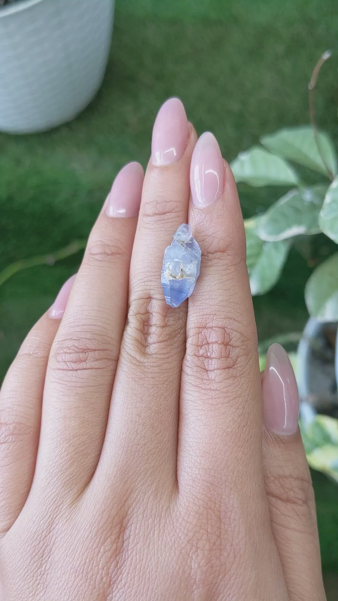 8.58 Ct. Blue Rough Sapphire Crystal from Ceylon (Sri Lanka) Size Video