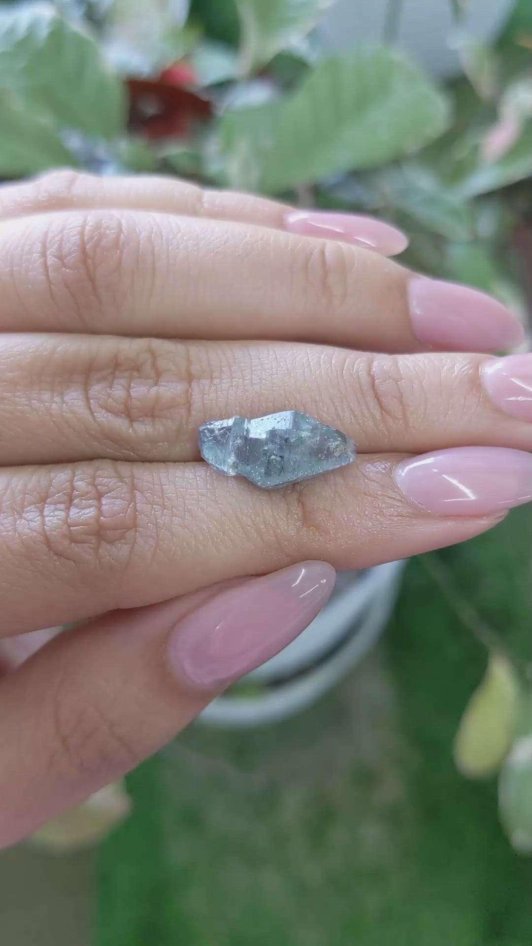7.66 Ct. Greenish Blue Rough Sapphire Crystal from Ceylon (Sri Lanka) Size Video