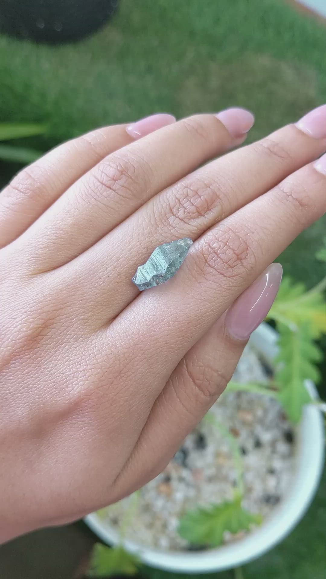 7.66 Ct. Greenish Blue Rough Sapphire Crystal from Ceylon (Sri Lanka) Size Video