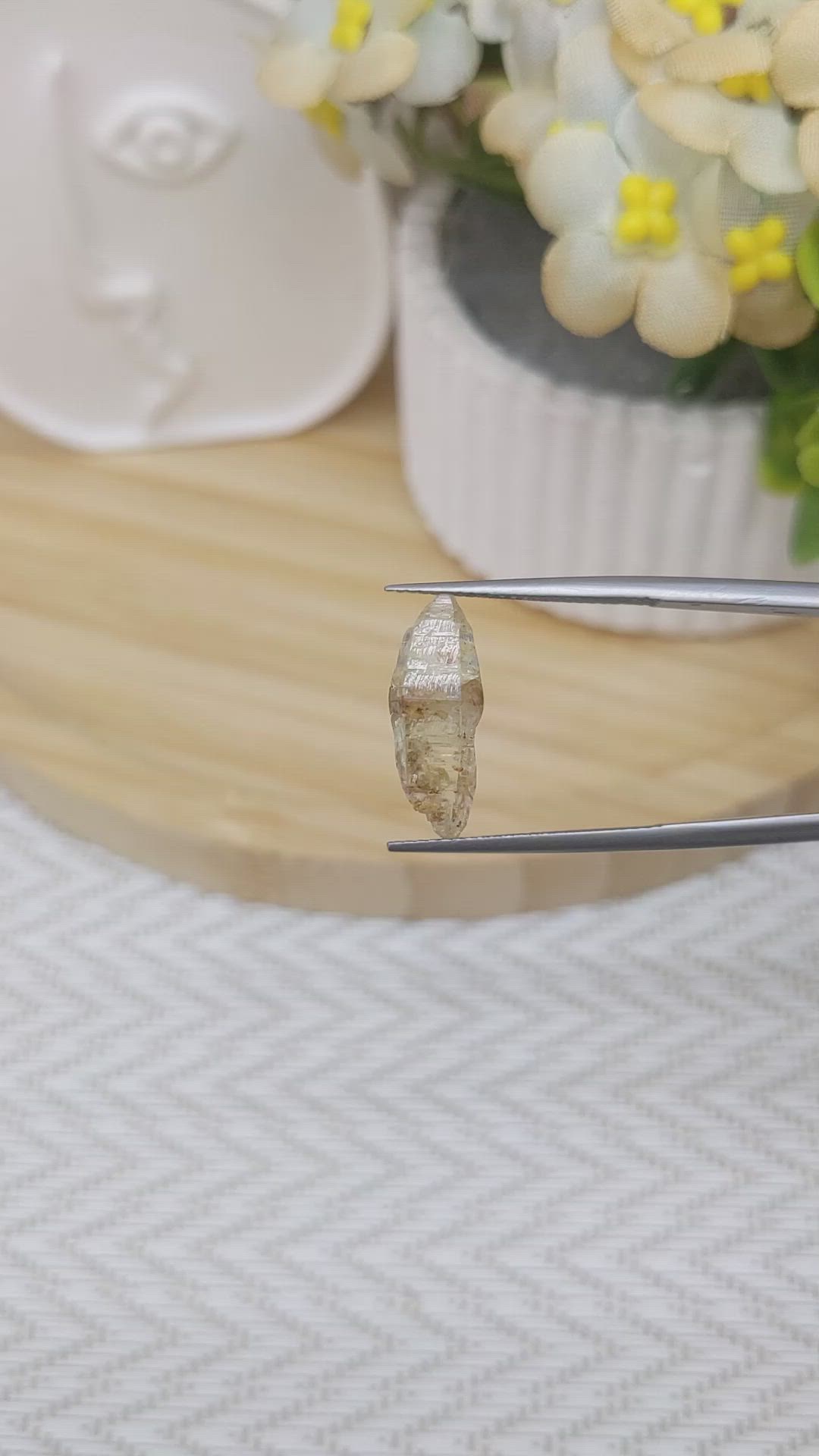 5.68 Ct. Yellow Rough Sapphire Crystal from Ceylon (Sri Lanka) Size Video