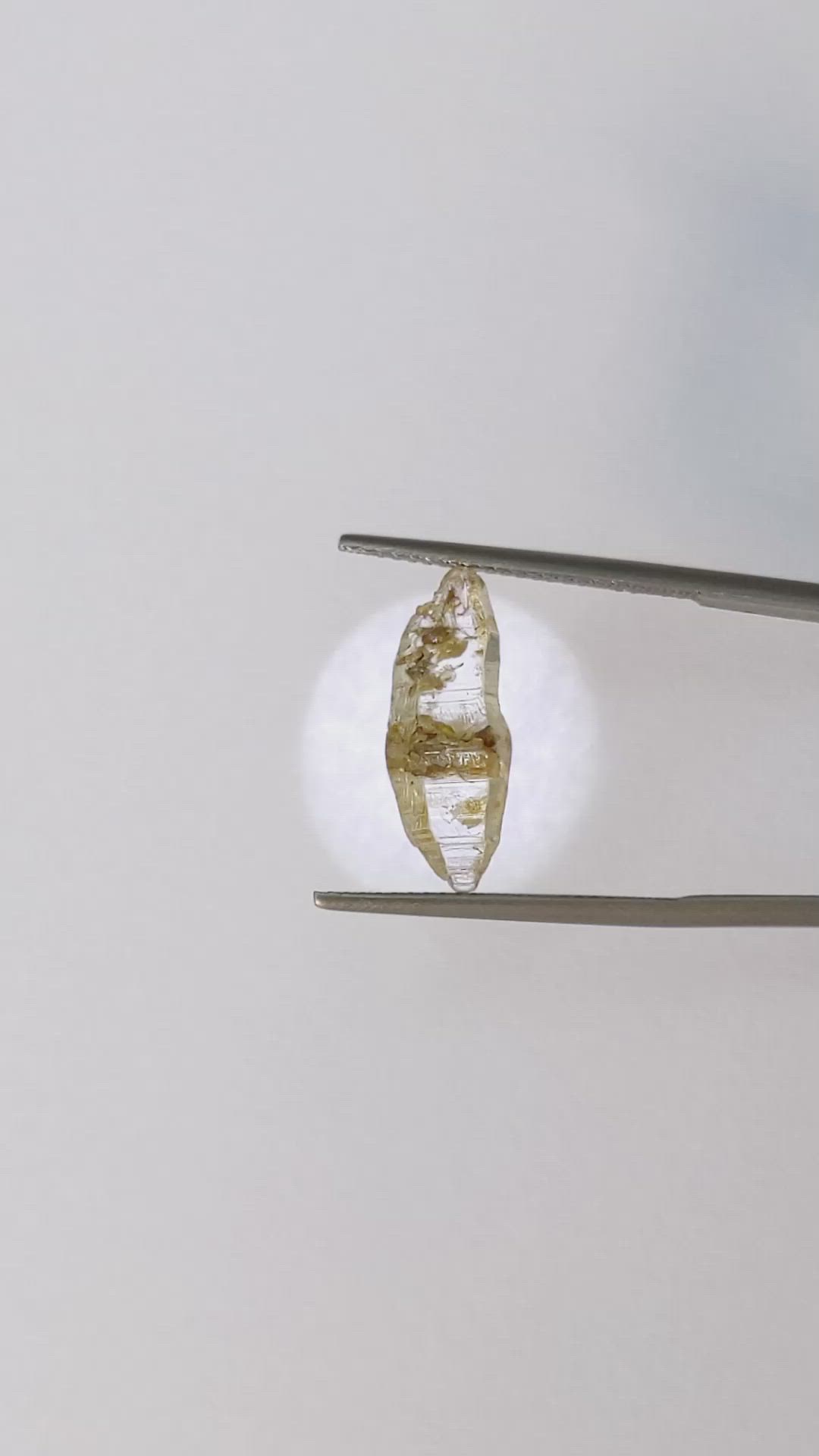 5.68 Ct. Yellow Rough Sapphire Crystal from Ceylon (Sri Lanka) Size Video