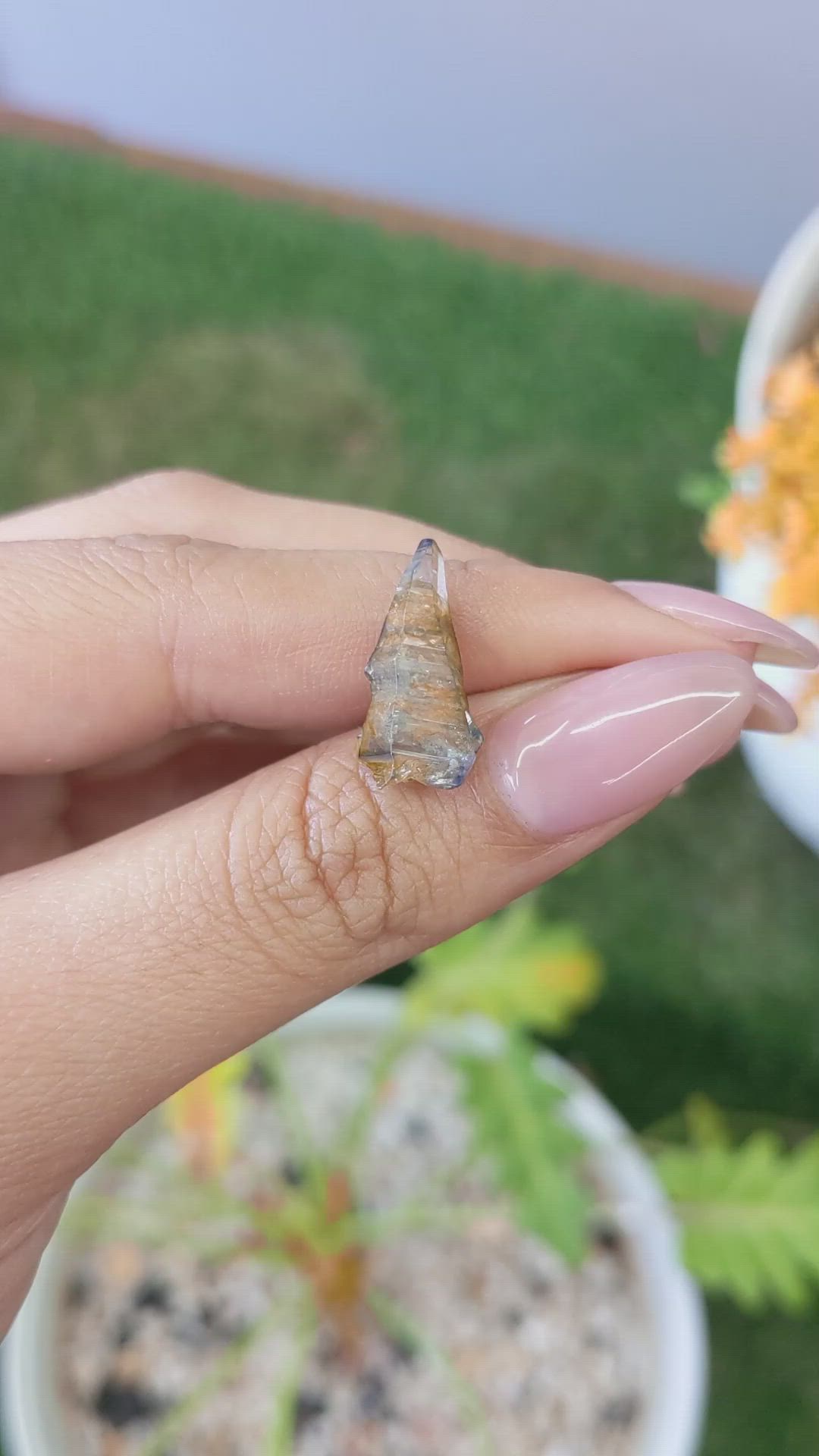 7.48 Ct. Bi Color Rough Sapphire Crystal from Ceylon (Sri Lanka) Size Video