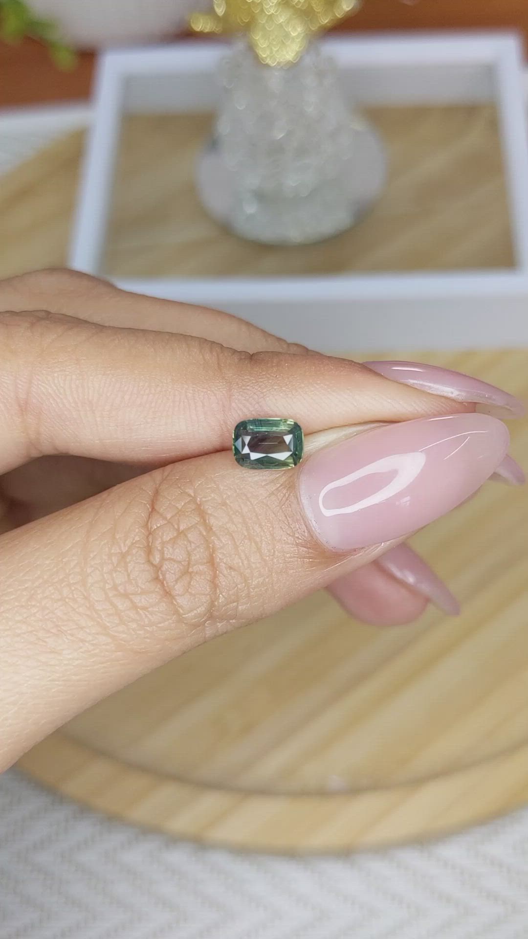 1.03 Ct. Yellowish Green Sapphire from Madagascar Size Video