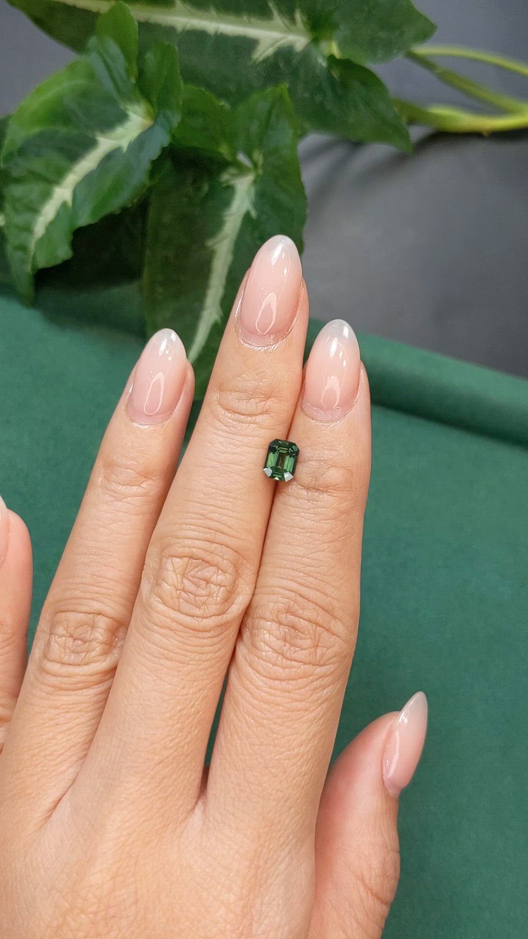 0.92 Ct. Bluish Green Sapphire from Madagascar Size Video
