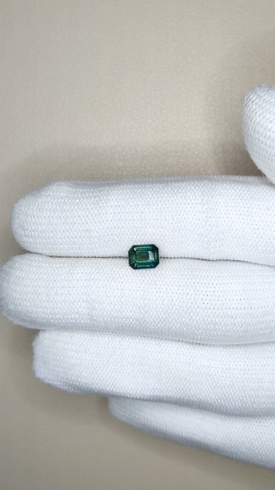 0.92 Ct. Bluish Green Sapphire from Madagascar Size Video
