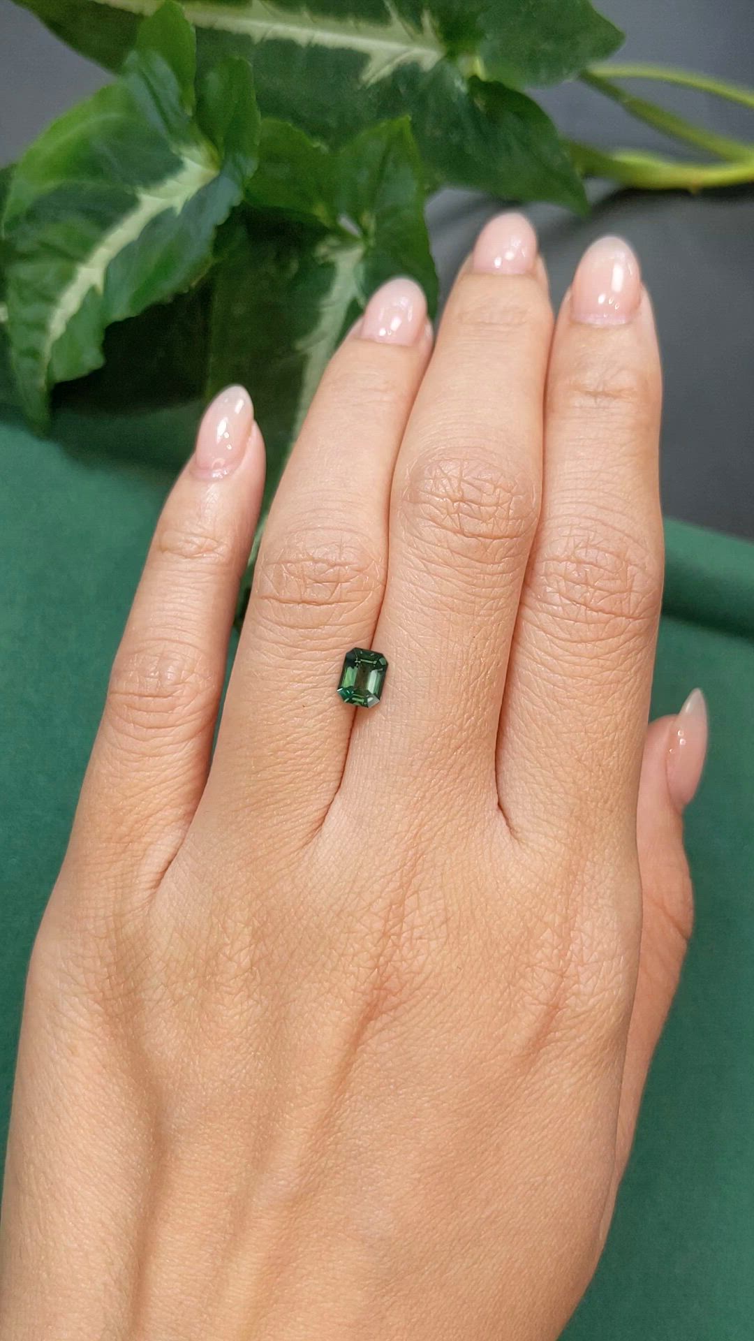 0.92 Ct. Bluish Green Sapphire from Madagascar Size Video