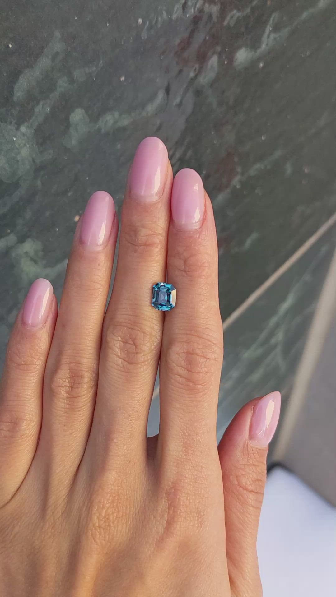 2.19 Ct. Greenish Blue Sapphire from Madagascar Size Video