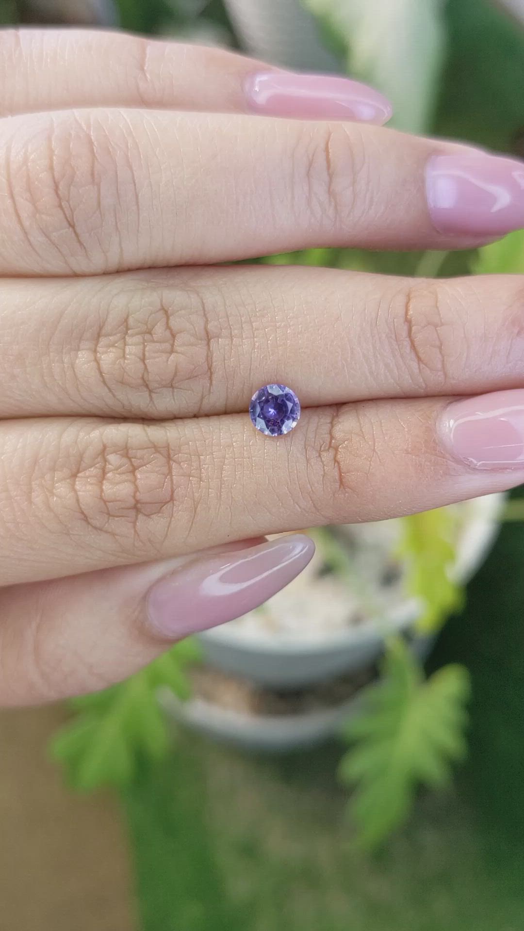 0.61 Ct. Pinkish Purple Sapphire from Ceylon (Sri Lanka) Size Video