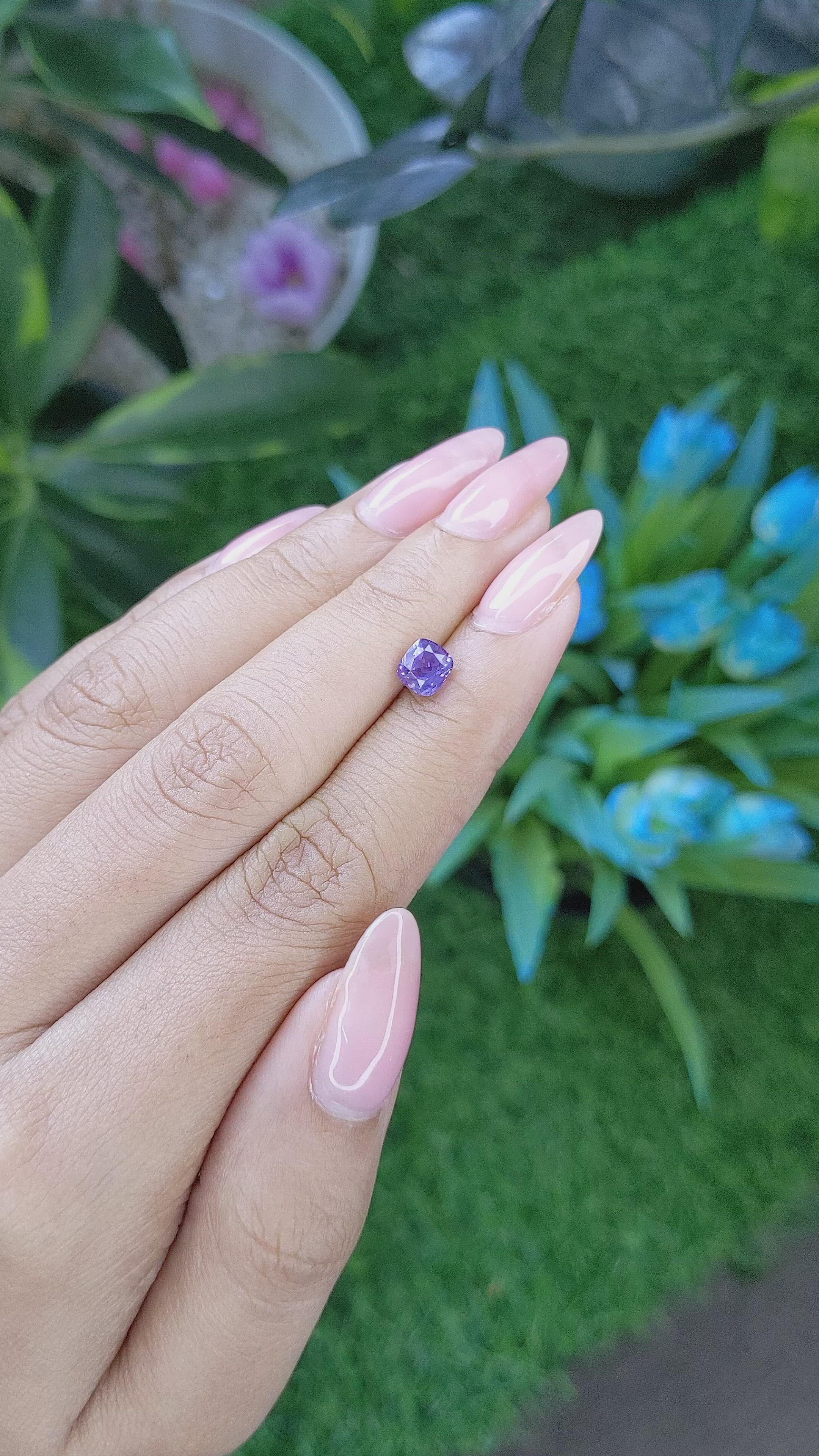 1.12 Ct. Bluish Purple Sapphire from Tanzania Size Video