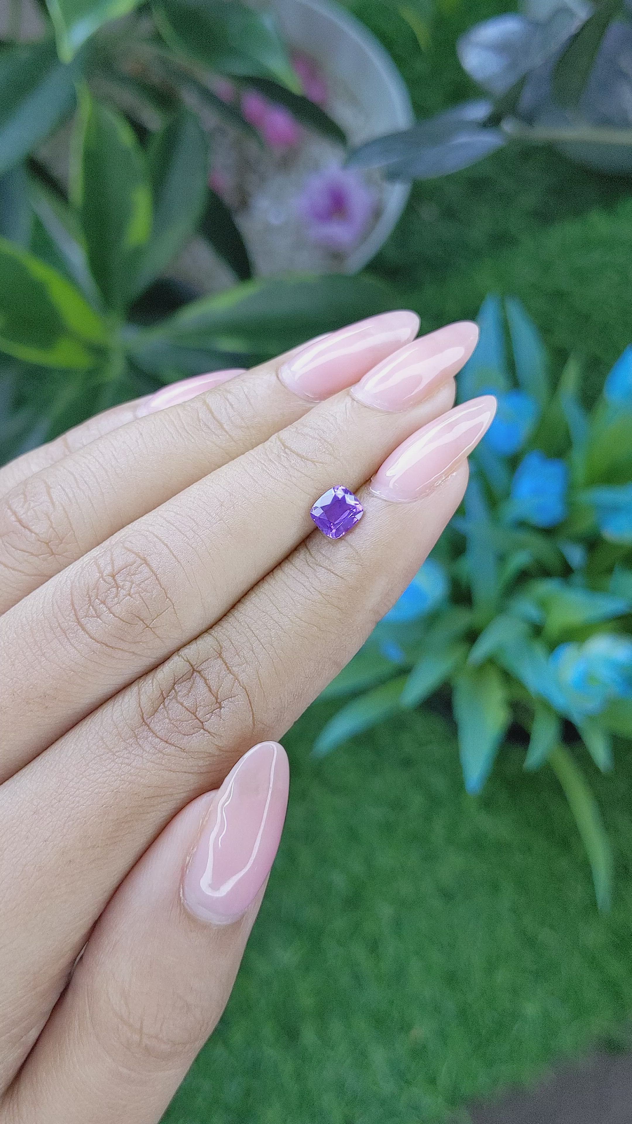 0.89 Ct. Bluish Purple Sapphire from Tanzania Size Video