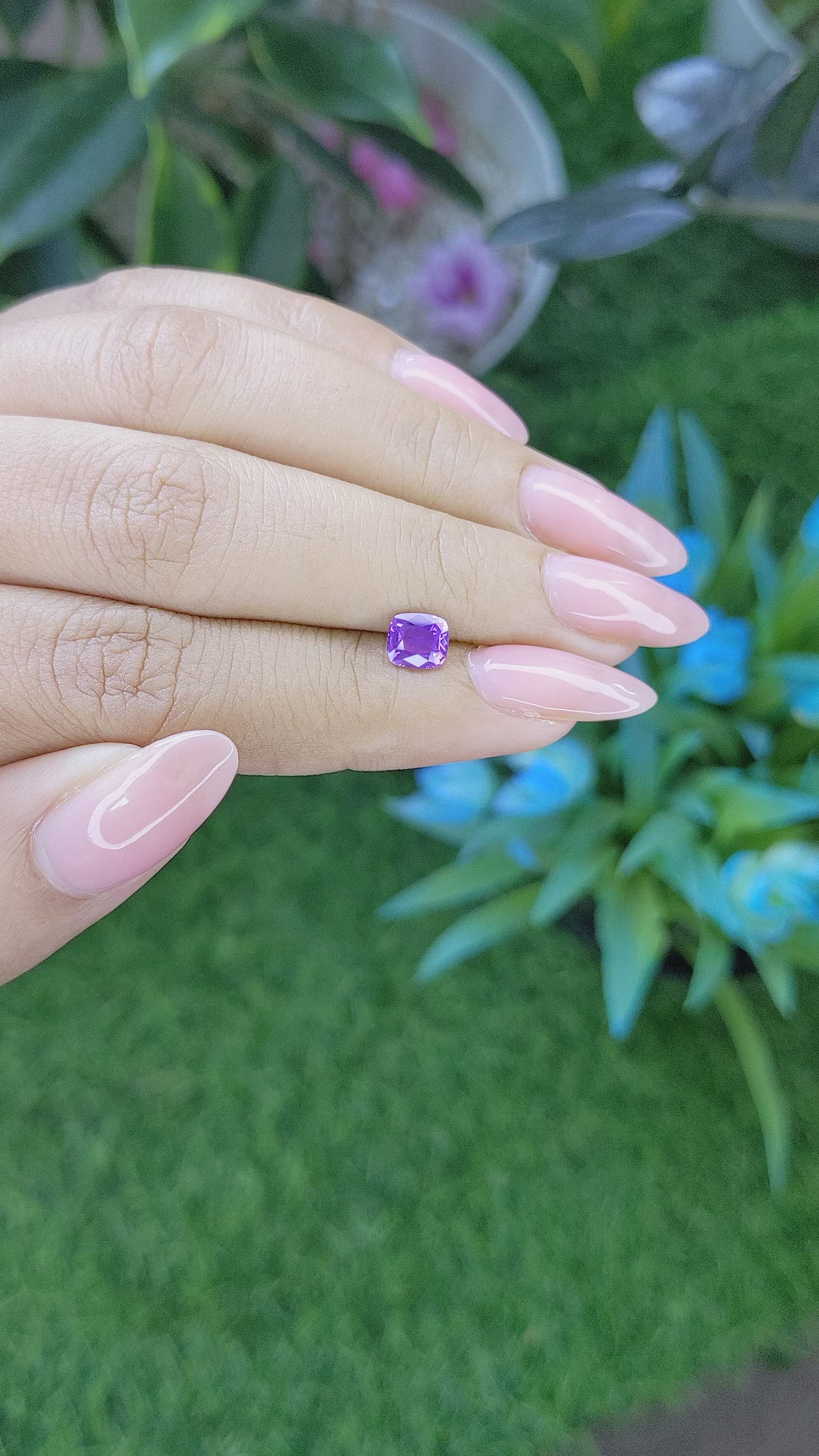 0.89 Ct. Bluish Purple Sapphire from Tanzania Size Video