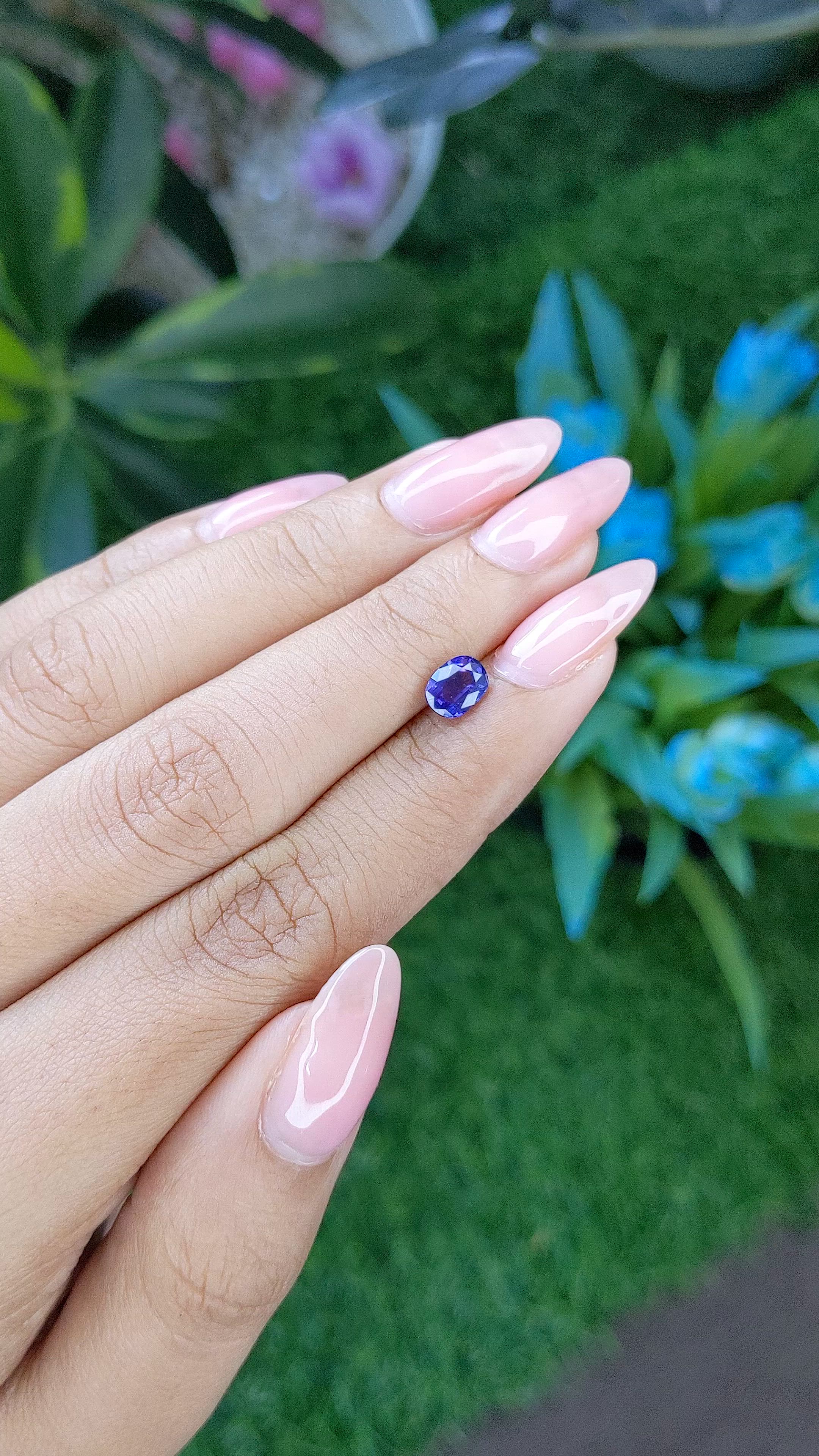 0.97 Ct. Purplish Blue Sapphire from Tanzania Size Video