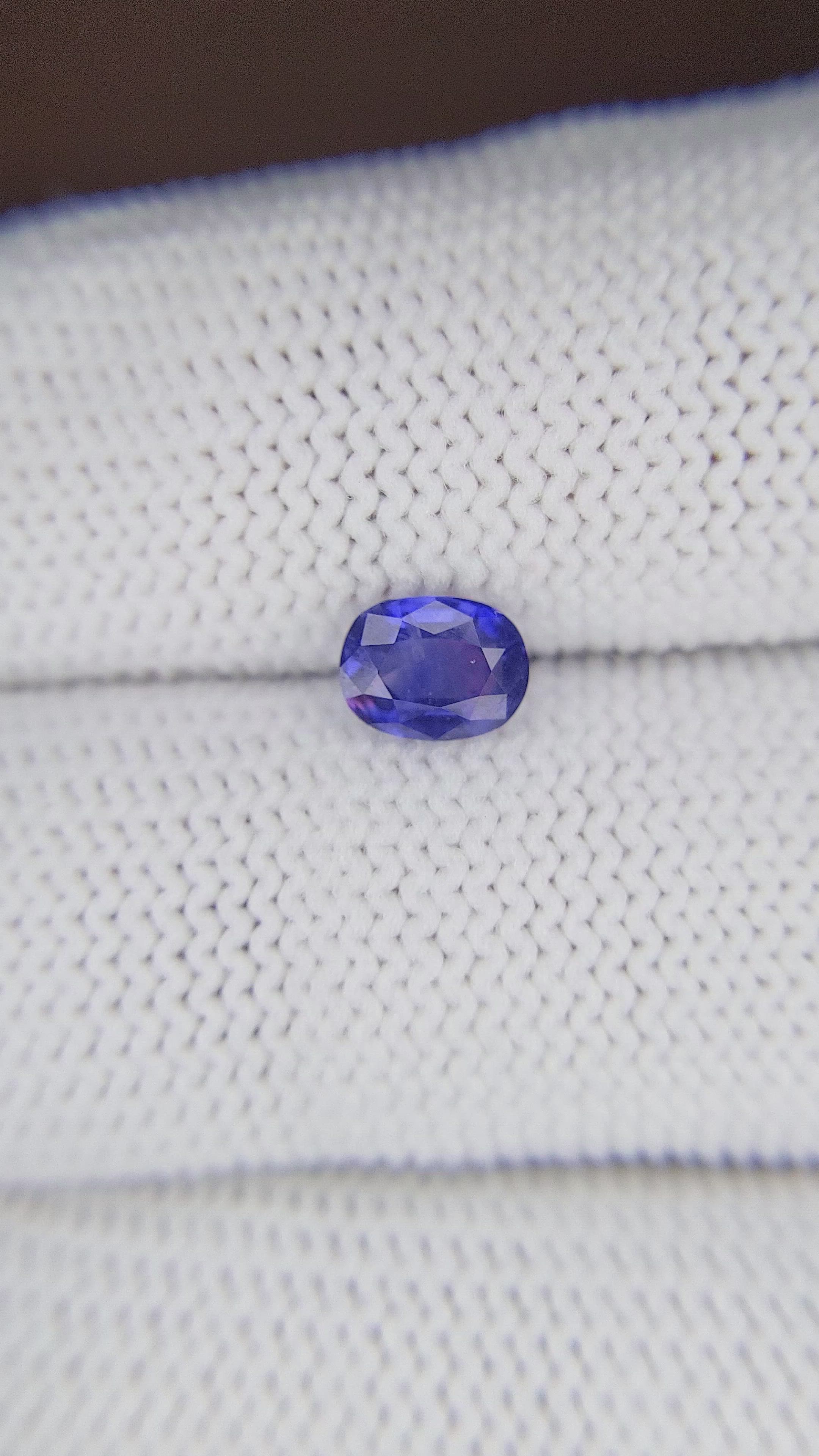 0.97 Ct. Purplish Blue Sapphire from Tanzania Size Video
