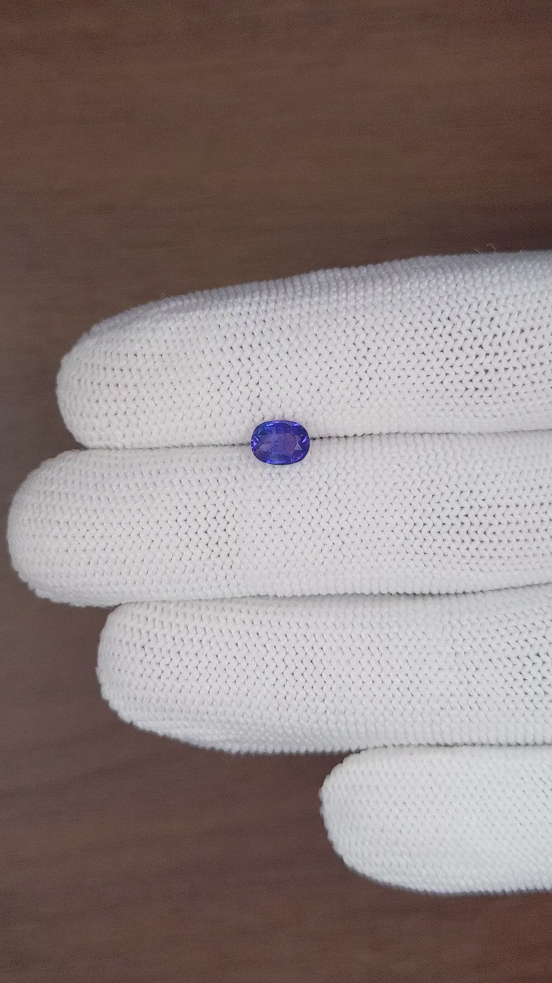 0.97 Ct. Purplish Blue Sapphire from Tanzania Size Video