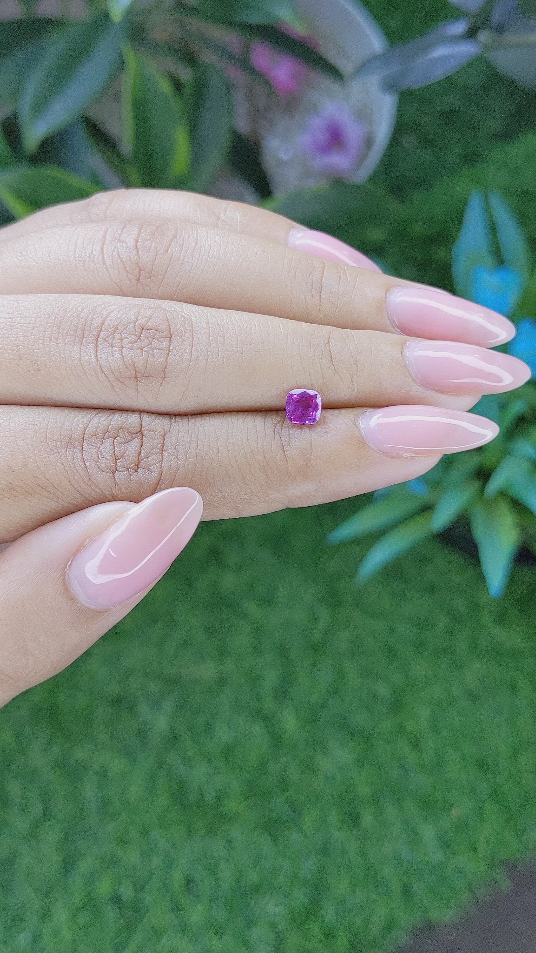 0.67 Ct. Pinkish Purple Sapphire from Tanzania Size Video