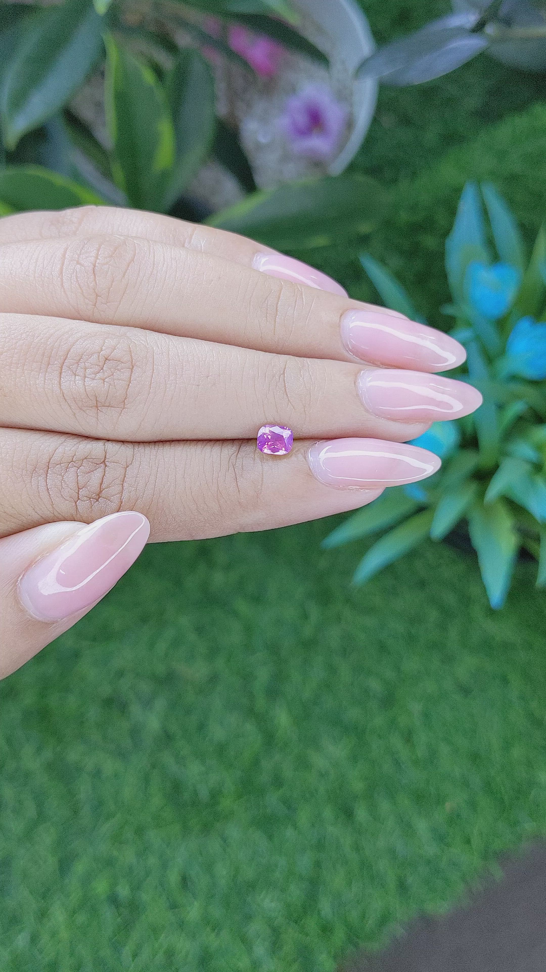 0.63 Ct. Purplish Pink Sapphire from Tanzania Size Video