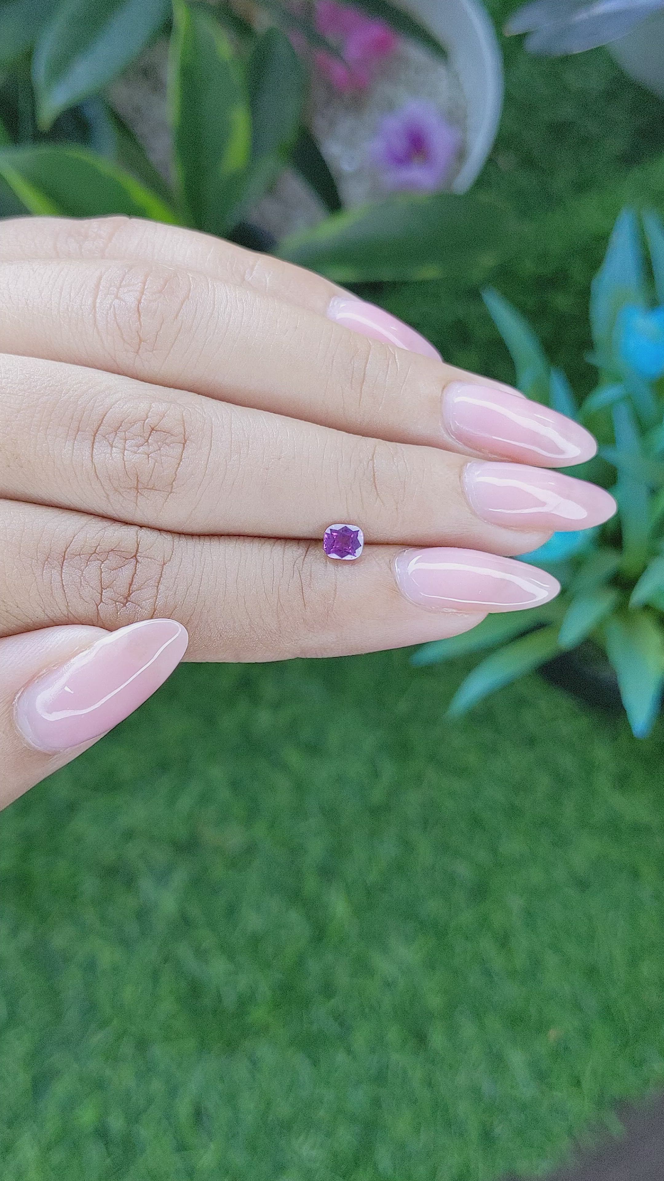 0.47 Ct. Pinkish Purple Sapphire from Tanzania Size Video