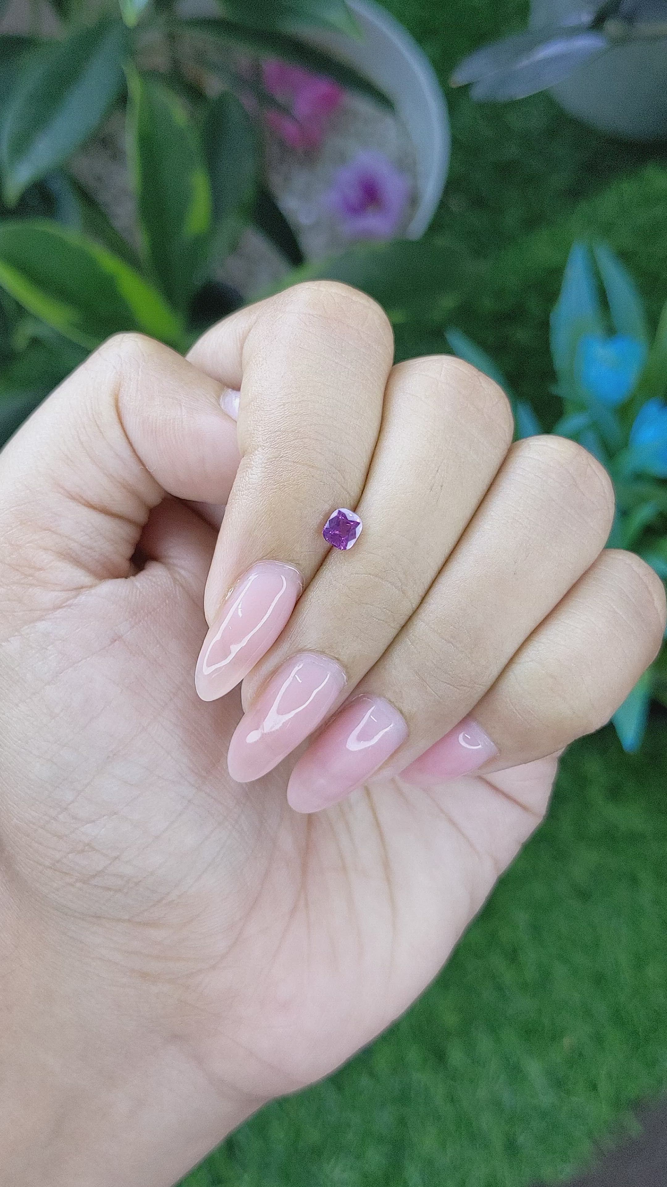 0.47 Ct. Pinkish Purple Sapphire from Tanzania Size Video