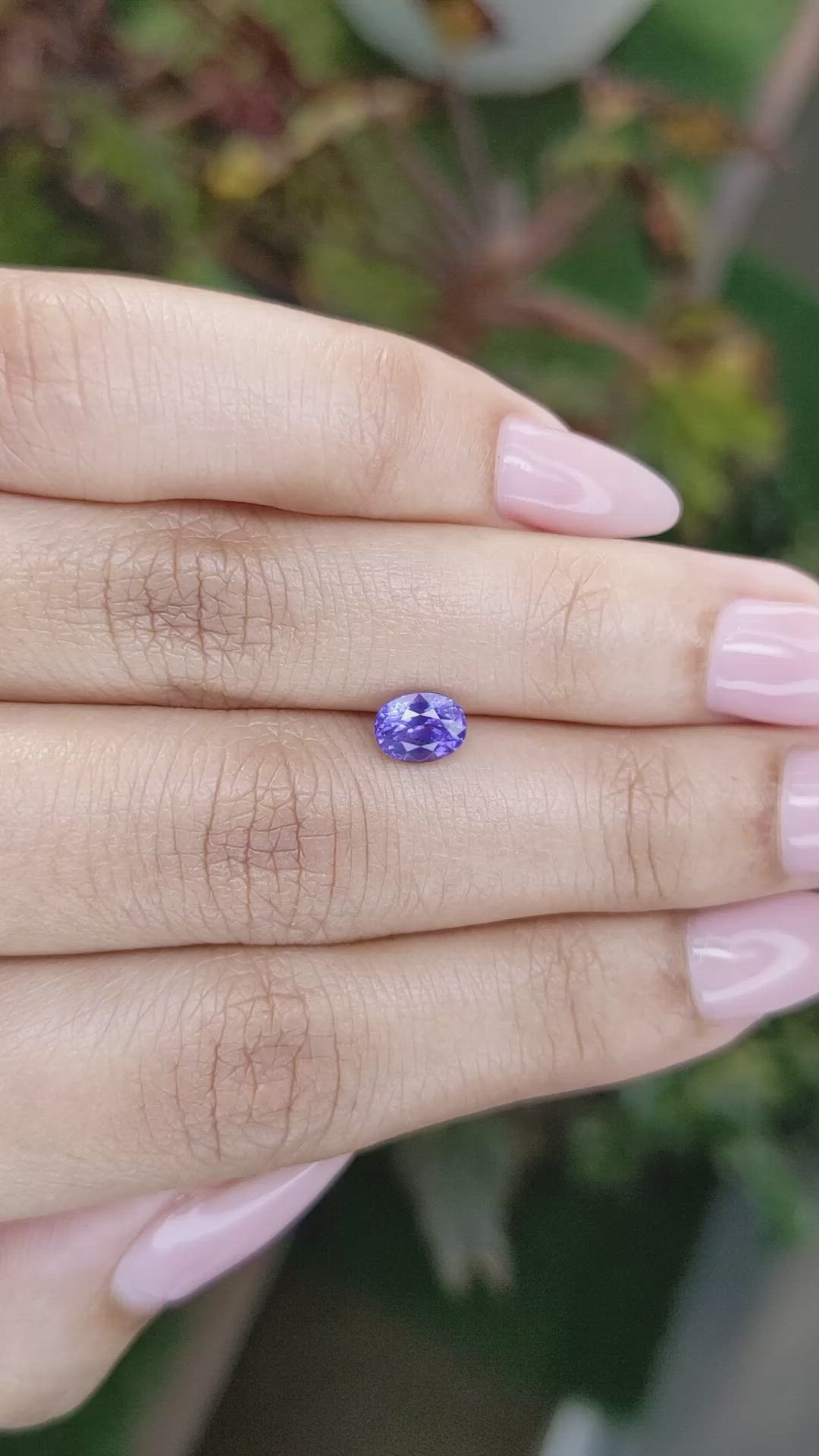 0.91 Ct. Purplish Blue Sapphire from Ceylon (Sri Lanka) Size Video