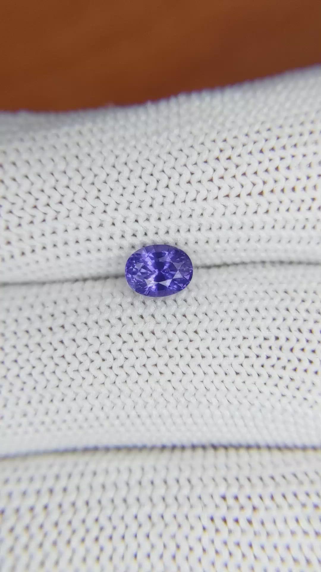 0.91 Ct. Purplish Blue Sapphire from Ceylon (Sri Lanka) Size Video