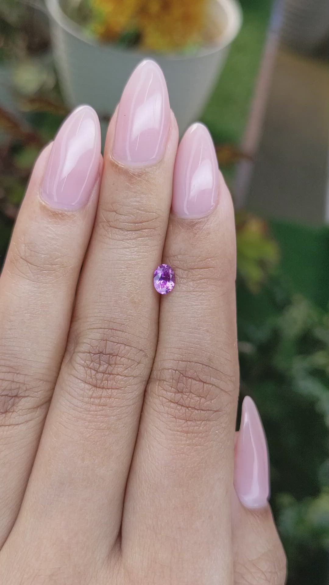 0.46 Ct. Pinkish Purple Sapphire from Ceylon (Sri Lanka) Size Video