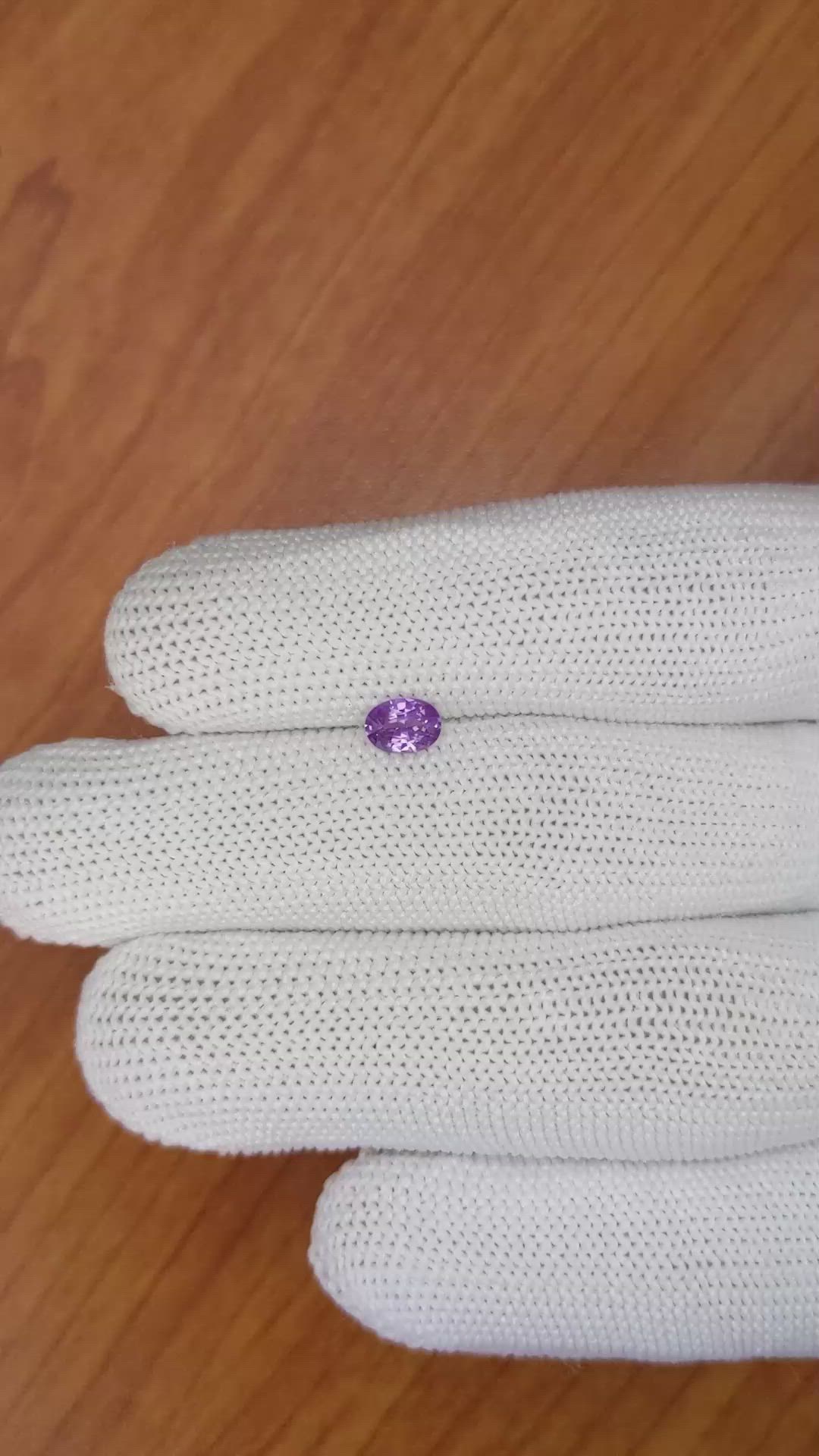 0.53 Ct. Pinkish Purple Sapphire from Ceylon (Sri Lanka) Size Video