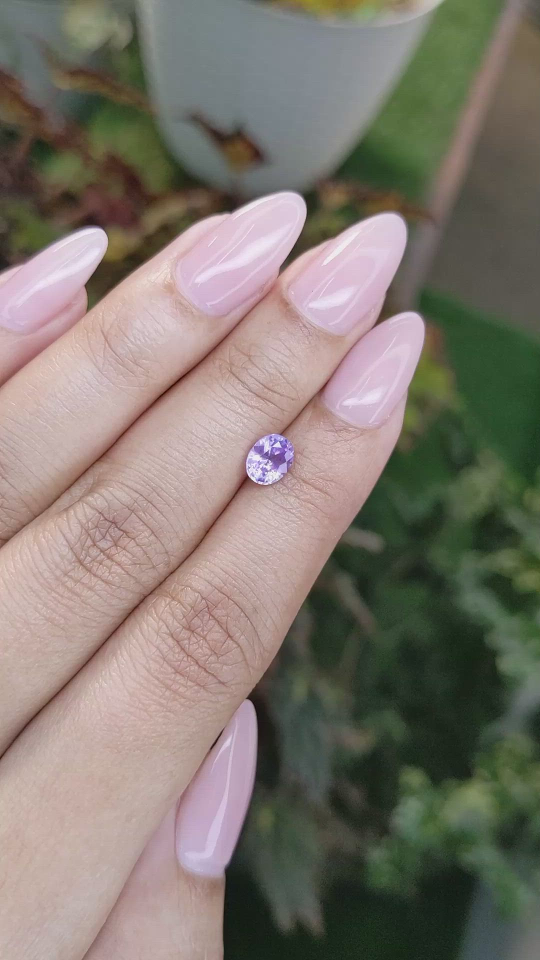 1.04 Ct. Pinkish Purple Sapphire from Ceylon (Sri Lanka) Size Video