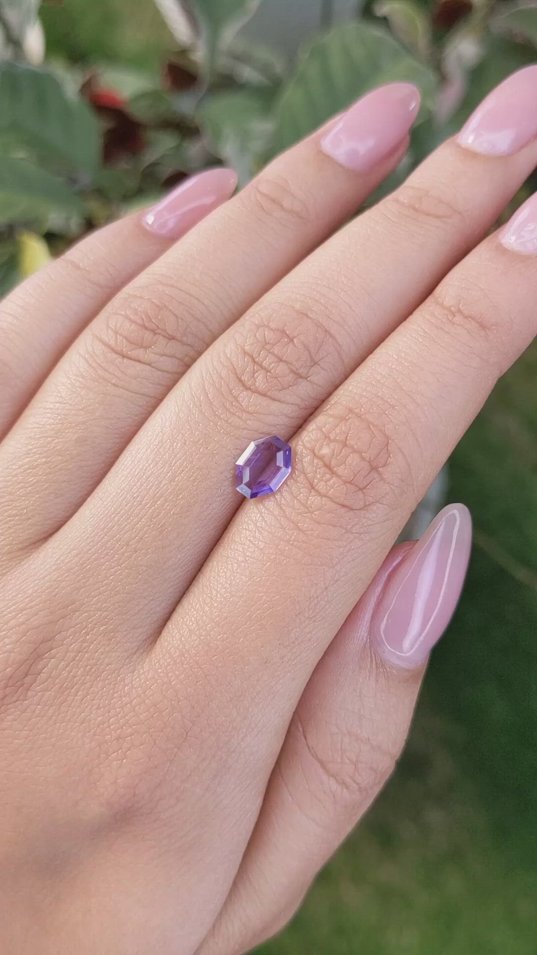 0.81 Ct. Pinkish Purple Sapphire from Ceylon (Sri Lanka) Size Video