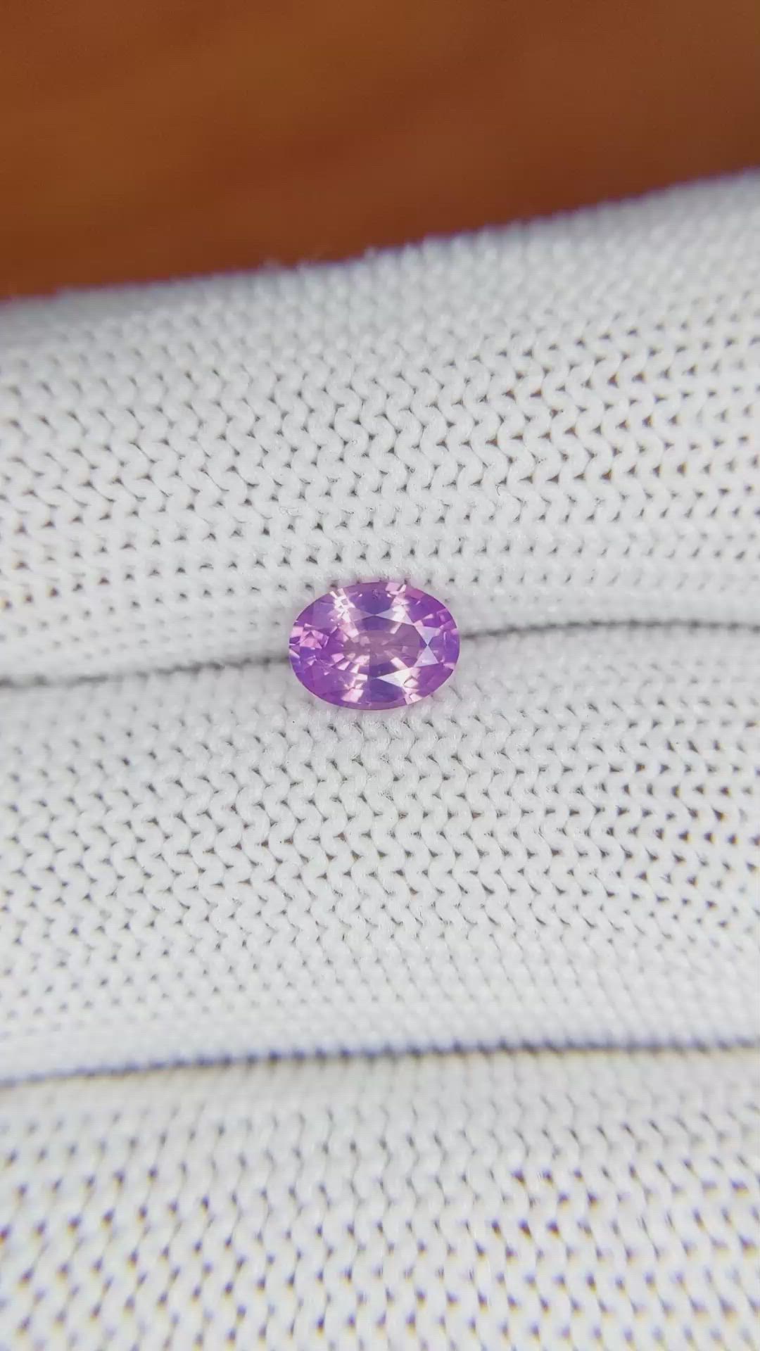 0.85 Ct. Pinkish Purple Sapphire from Ceylon (Sri Lanka) Size Video