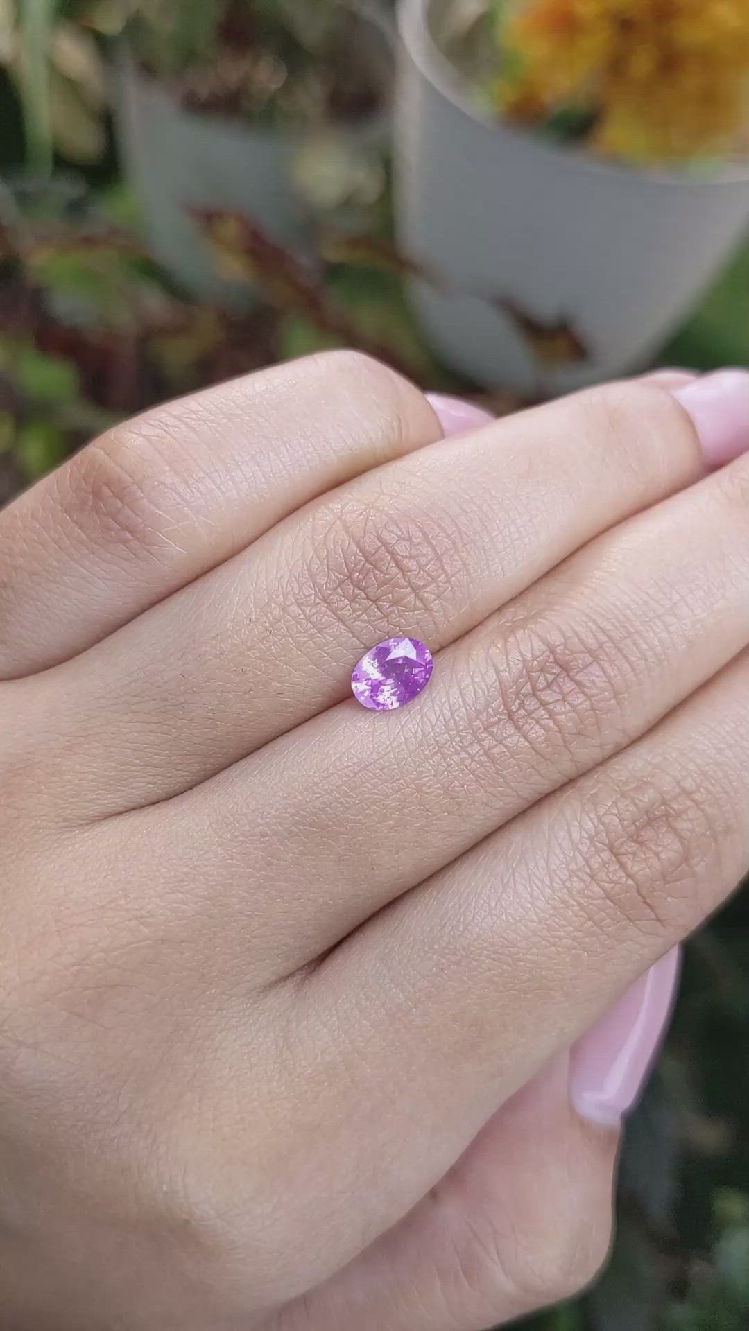 0.85 Ct. Pinkish Purple Sapphire from Ceylon (Sri Lanka) Size Video