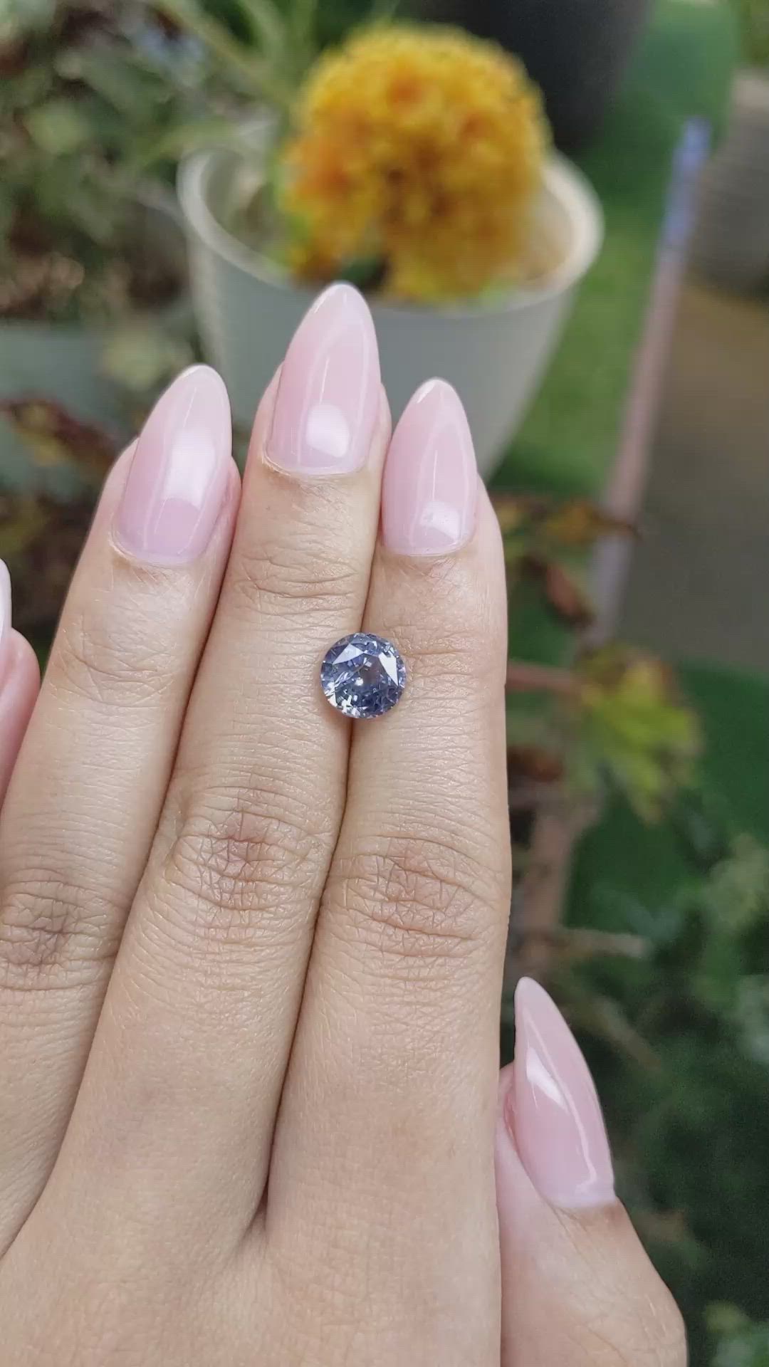 2.67 Ct. Greyish Blue Sapphire from Ceylon (Sri Lanka) Size Video