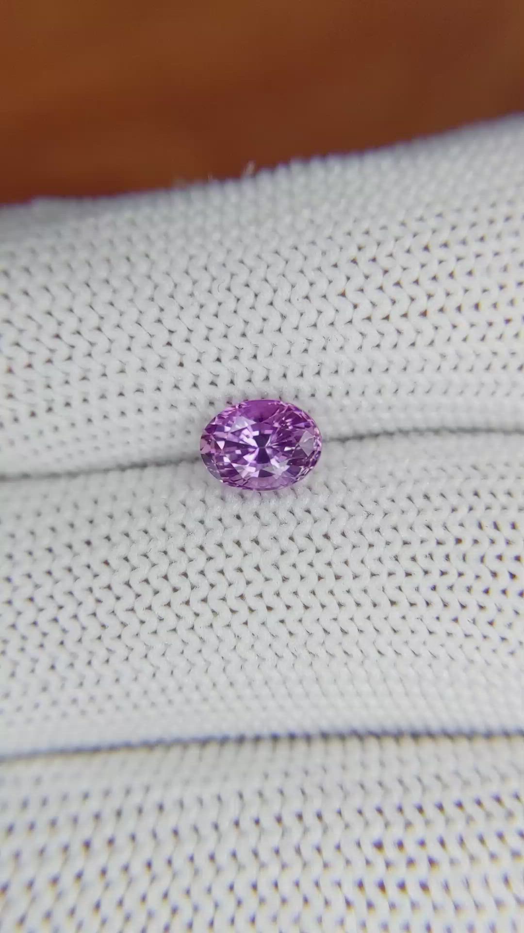 1.22 Ct. Pinkish Purple Sapphire from Ceylon (Sri Lanka) Size Video