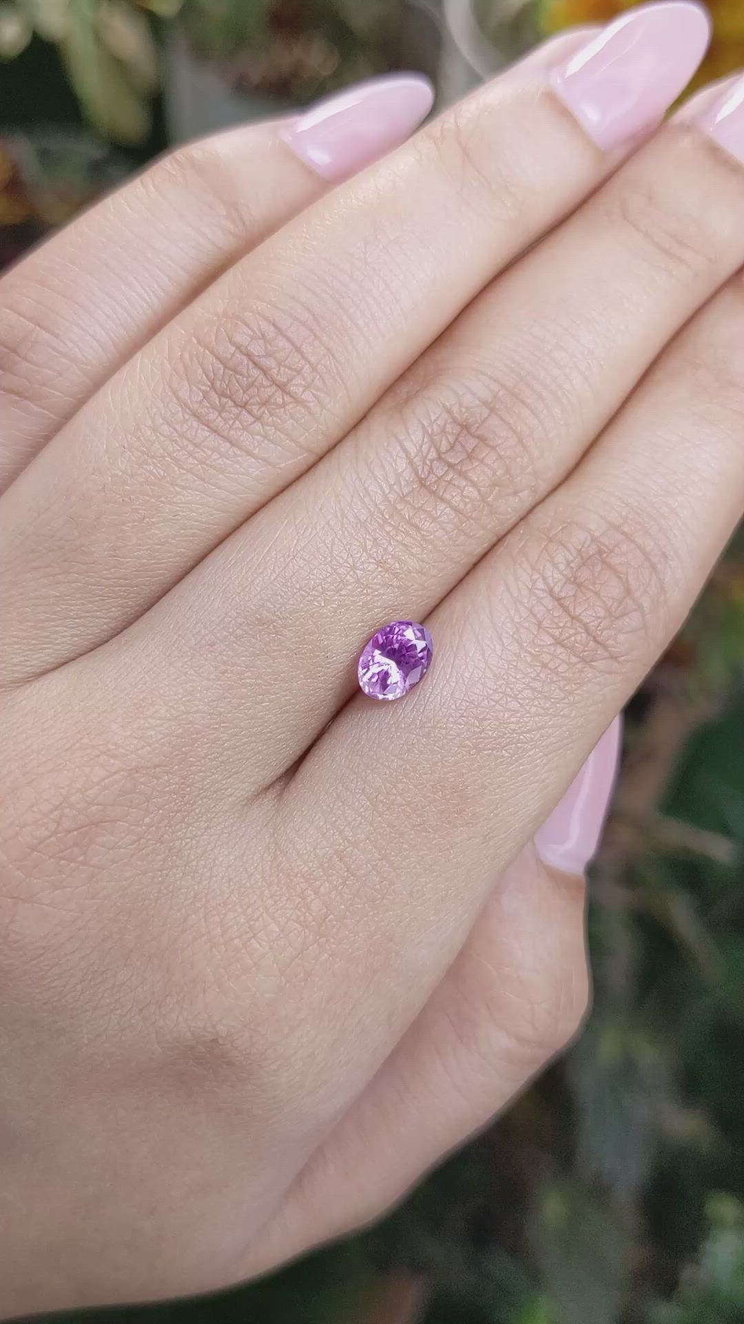 1.22 Ct. Pinkish Purple Sapphire from Ceylon (Sri Lanka) Size Video