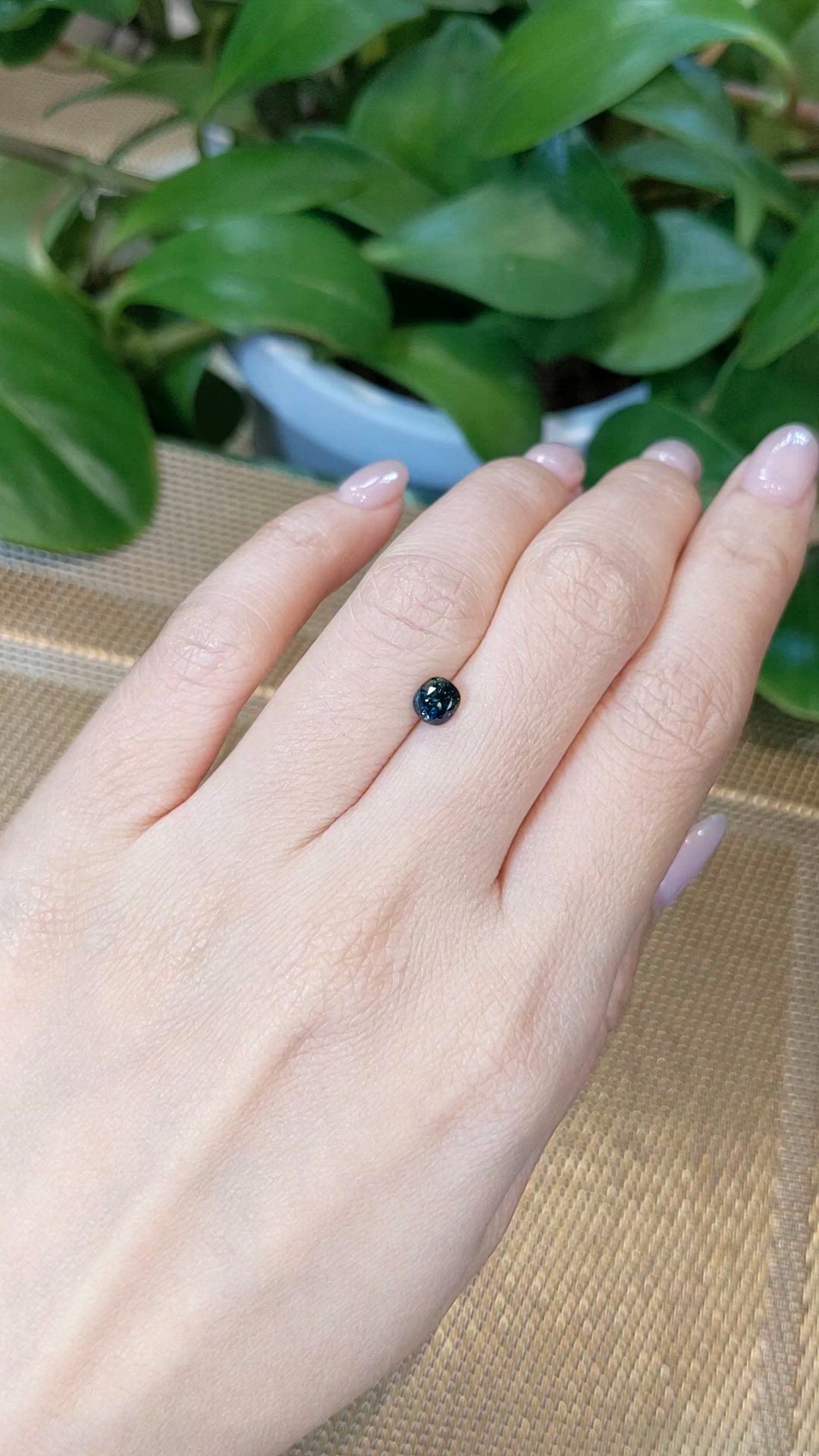 0.90 Ct. Bluish Green Sapphire from Madagascar Size Video