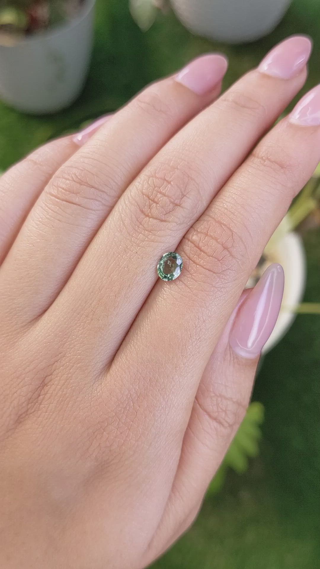 0.71 Ct. Green Sapphire from Madagascar Size Video