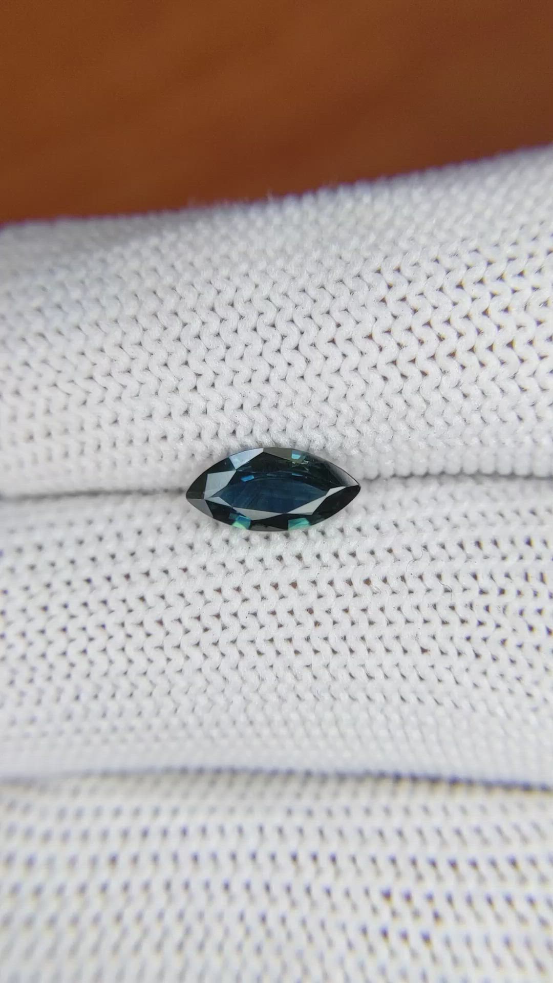 0.85 Ct. Greenish Blue Sapphire from Madagascar Size Video